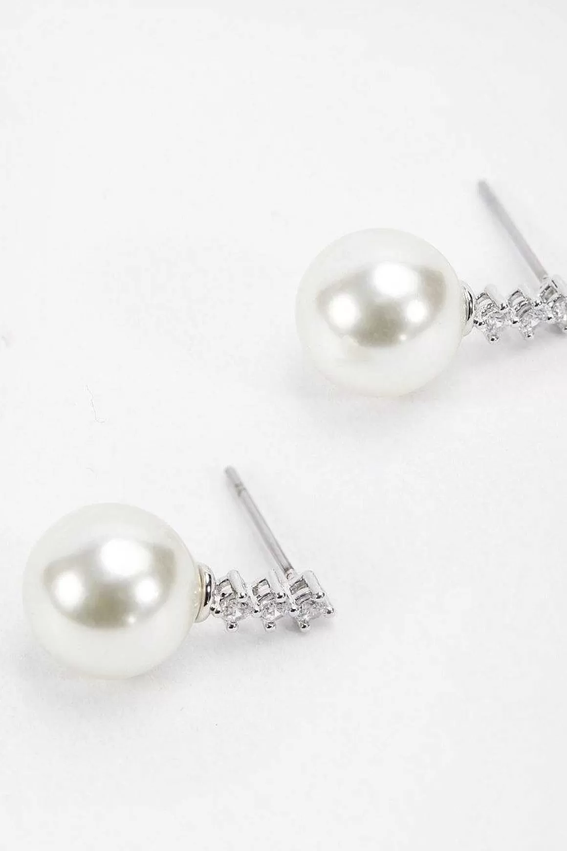 Soul Jewellery Silver Tone Diamante Pearl Earrings Fashion