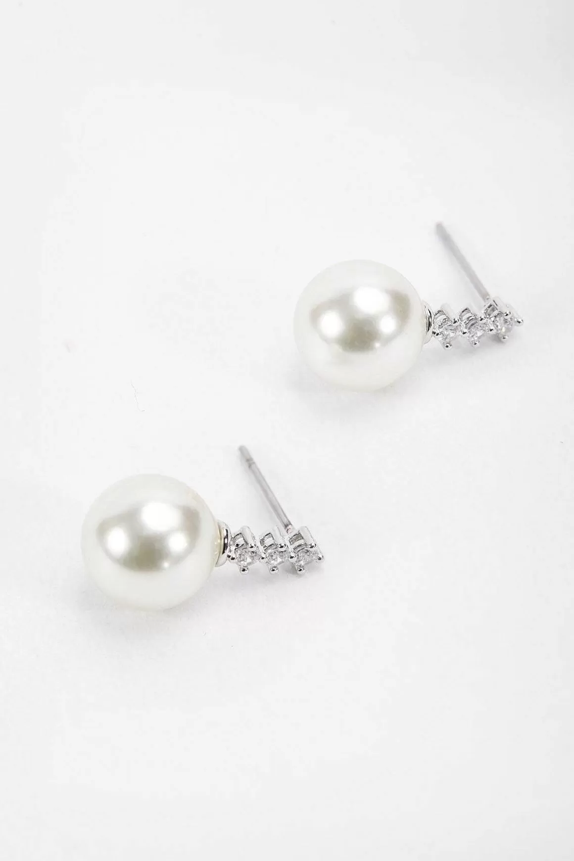 Soul Jewellery Silver Tone Diamante Pearl Earrings Fashion