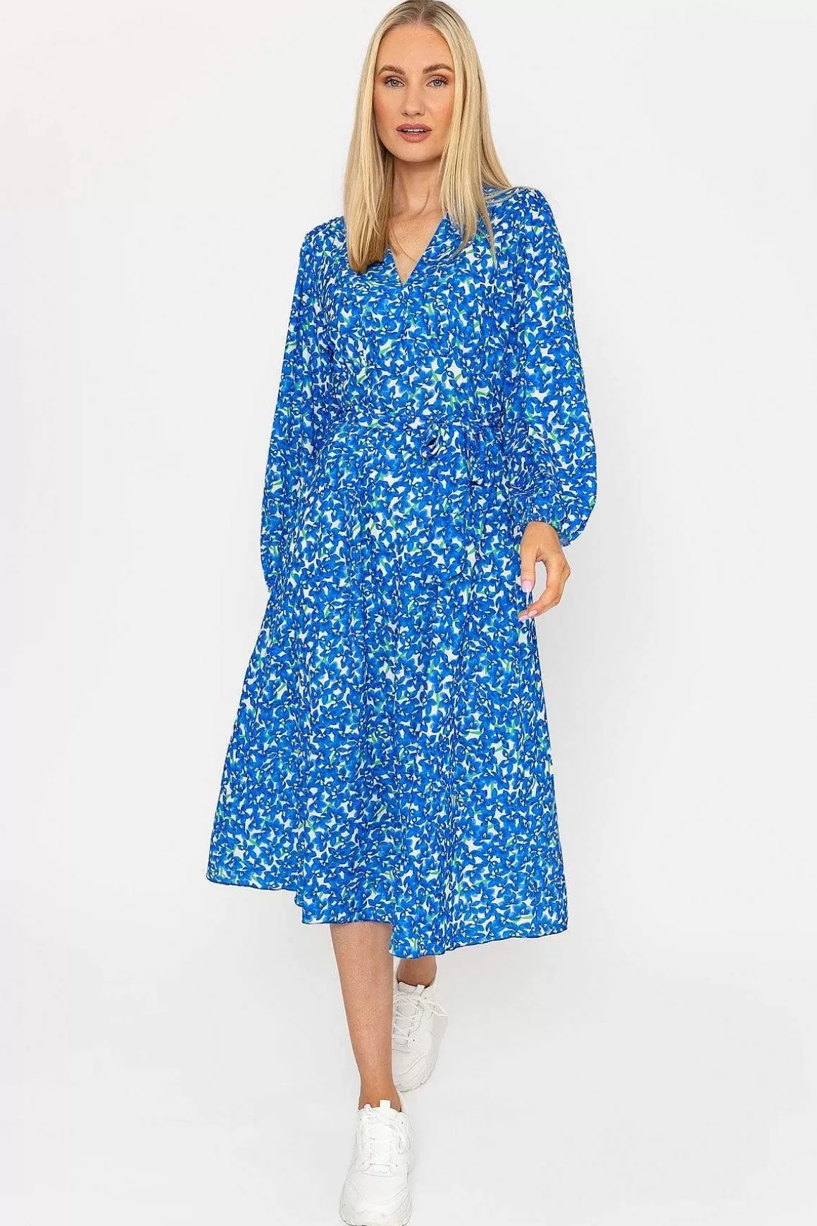 Pala D'oro Sinead Midi Dress In Blue Print Flash Sale