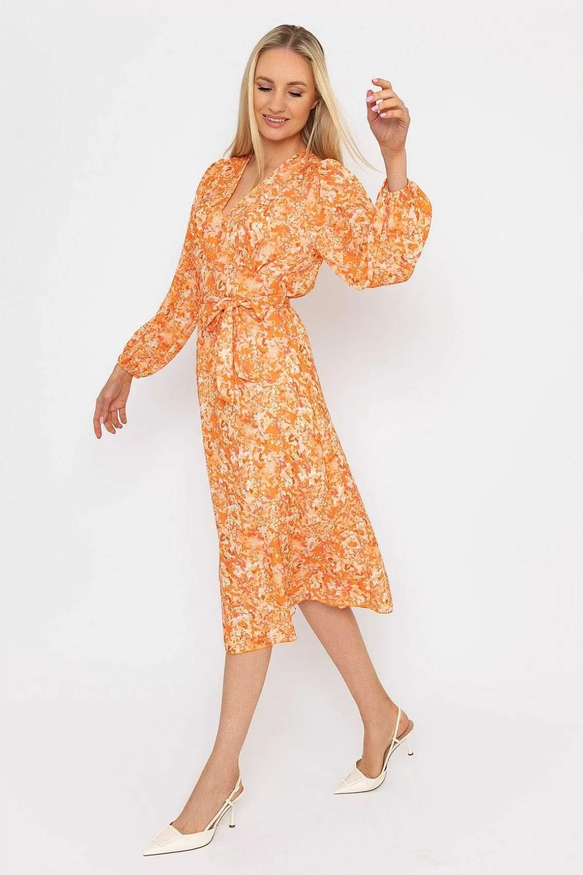 Pala D'oro Sinead Midi Dress In Orange Discount