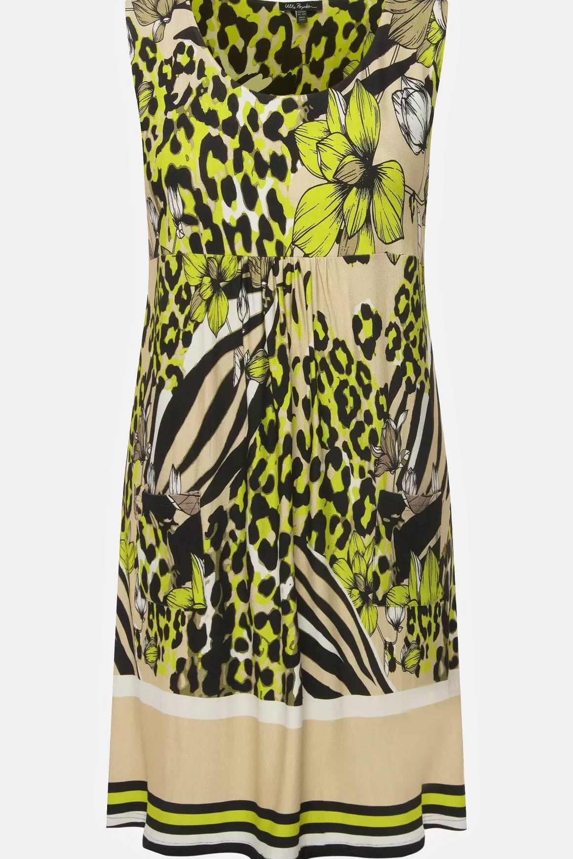 Ulla Popken Sleeveless Border Print Knee Length Dress Store