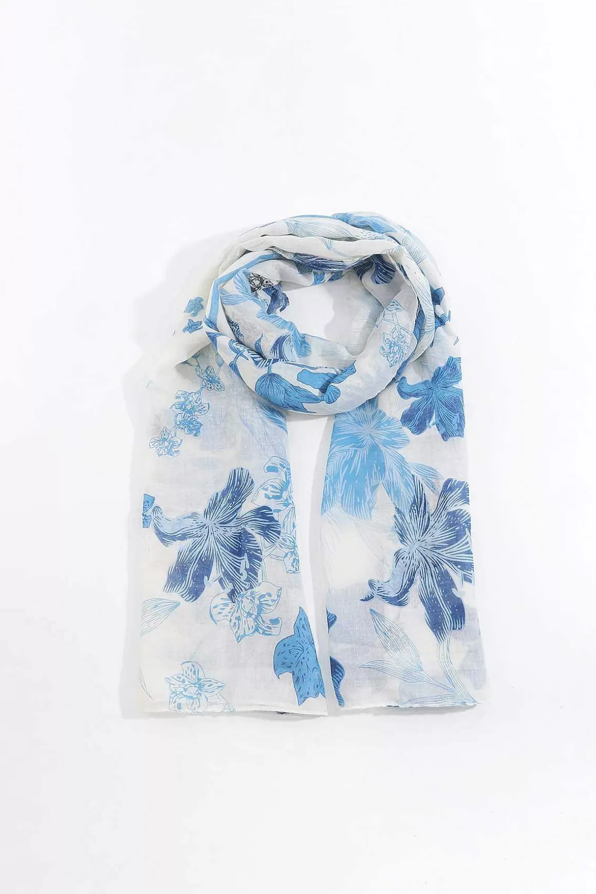 SOUL Accessories Soft Floral Scarf In Blue Sale