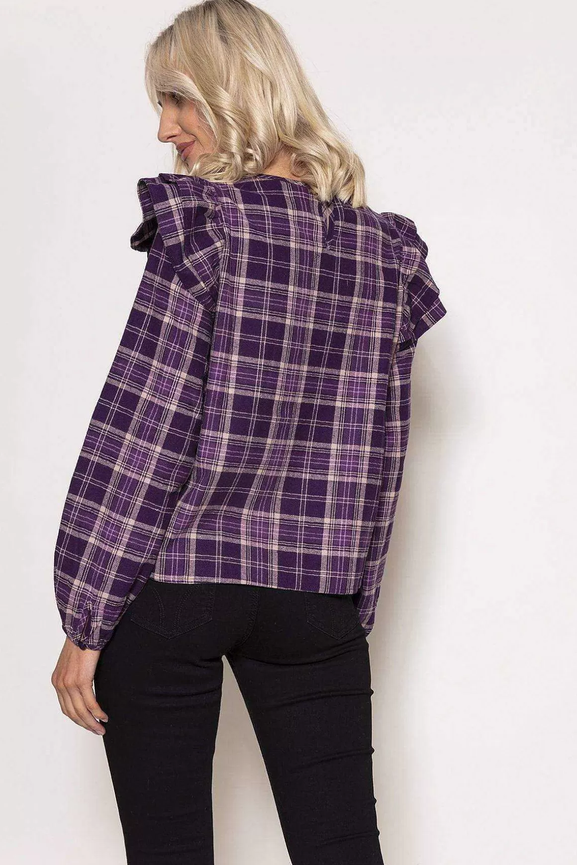 Rowen Avenue Soft Touch Ruffle Blouse In Purple Online