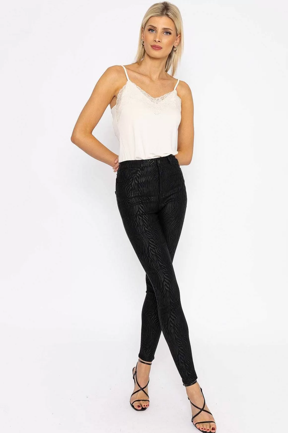 Vero Moda Sophia Skinny Coated Pants In Black 32\\ Clearance