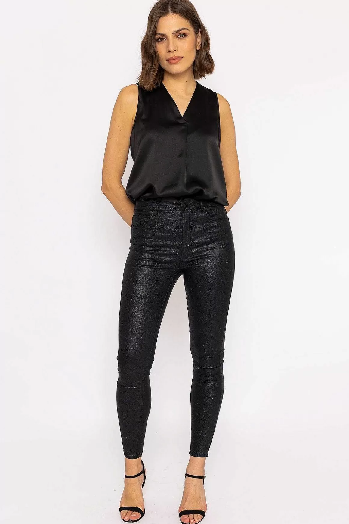 Vero Moda Sophia Skinny Glitter Pants In Black 30\\ Shop