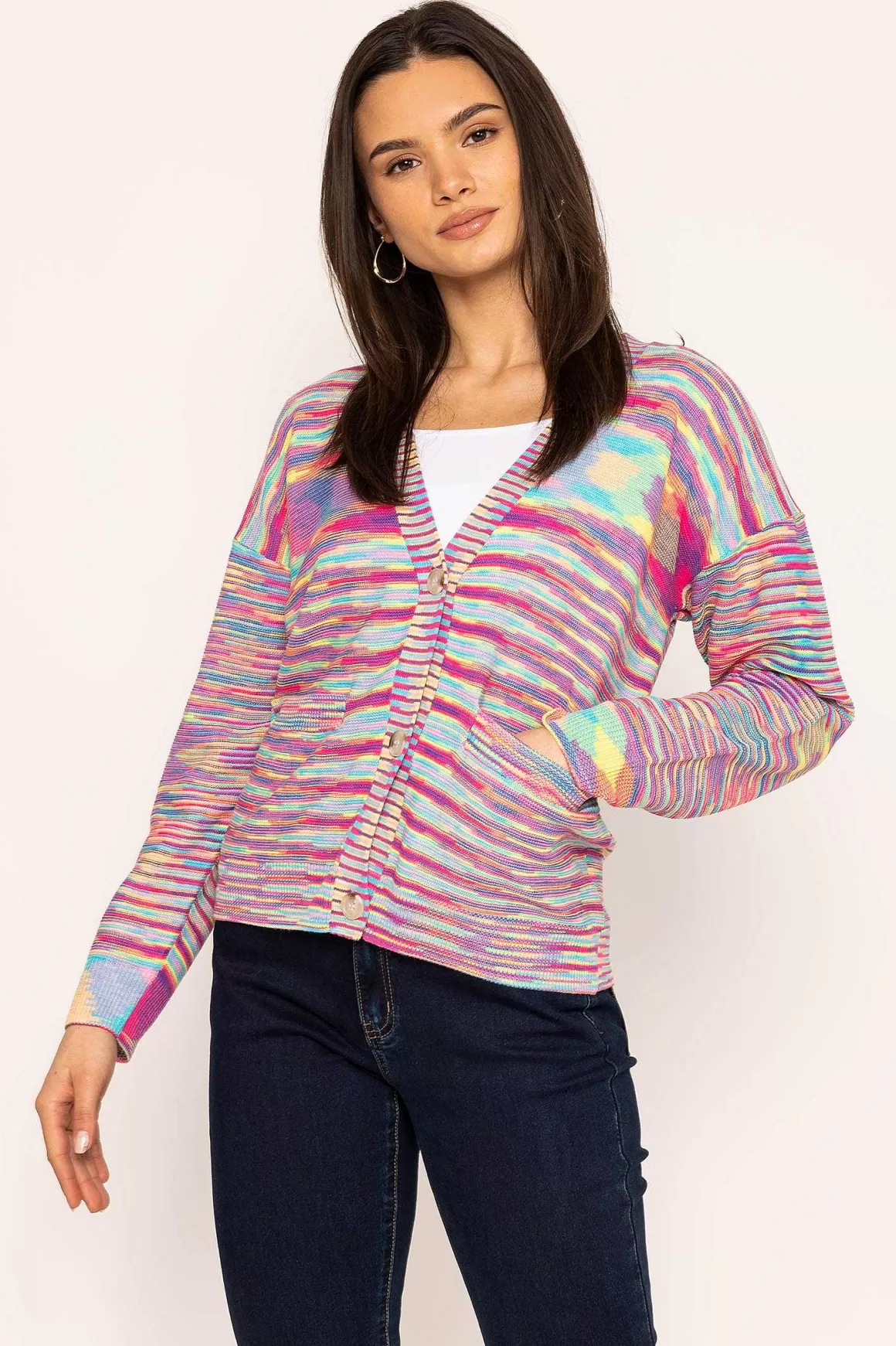 Kelly & Grace Weekend Space Dye Cardigan In Multi Best Sale