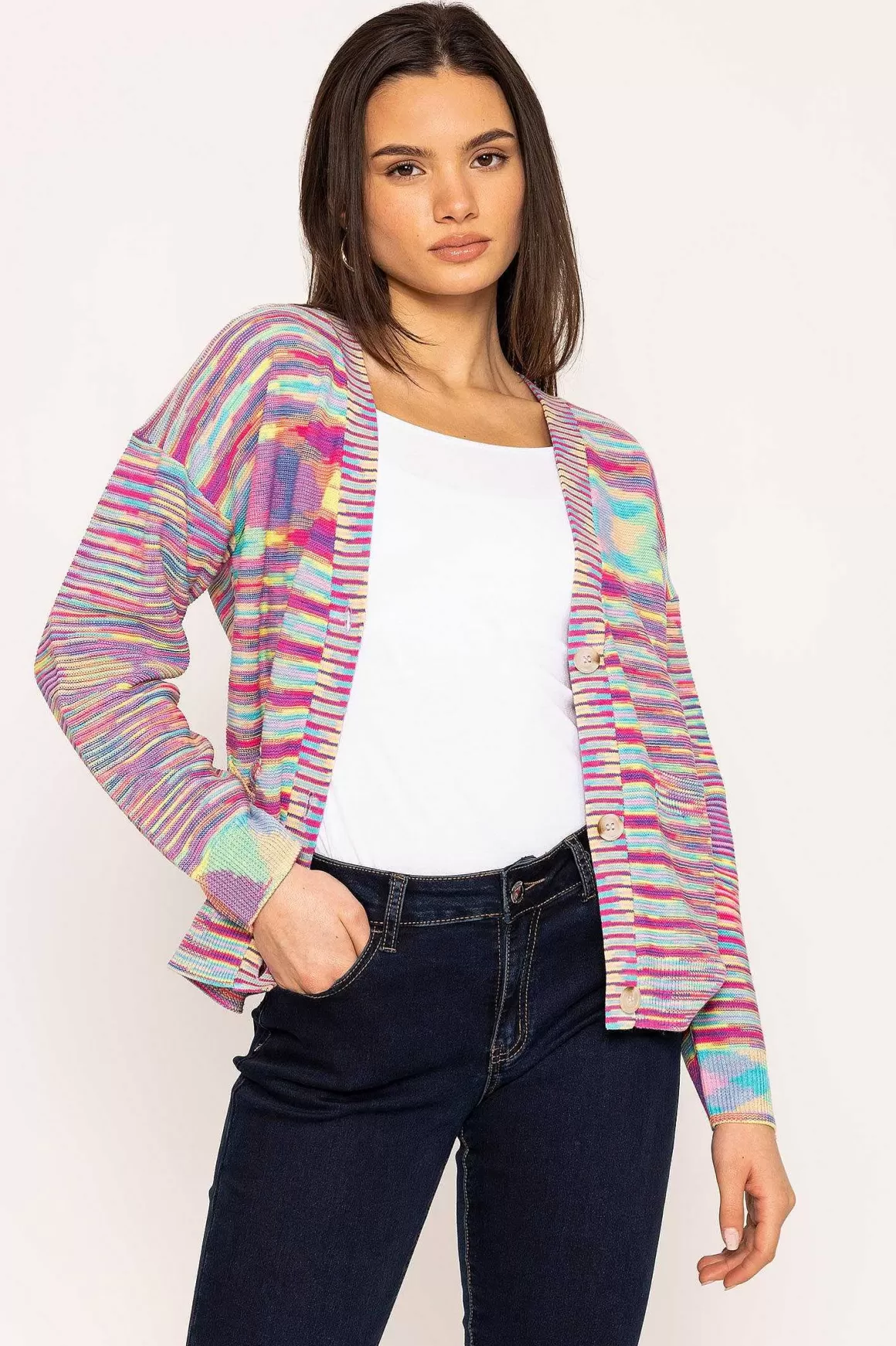 Kelly & Grace Weekend Space Dye Cardigan In Multi Best Sale