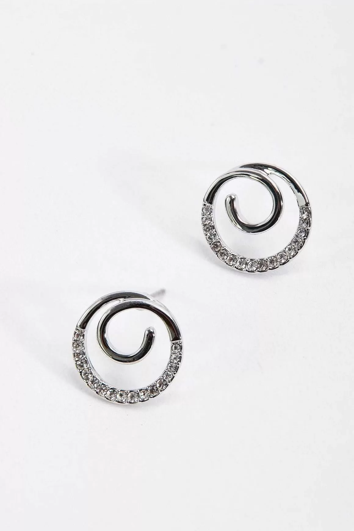 Soul Jewellery Spiral Silver Diamante Earrings Best Sale