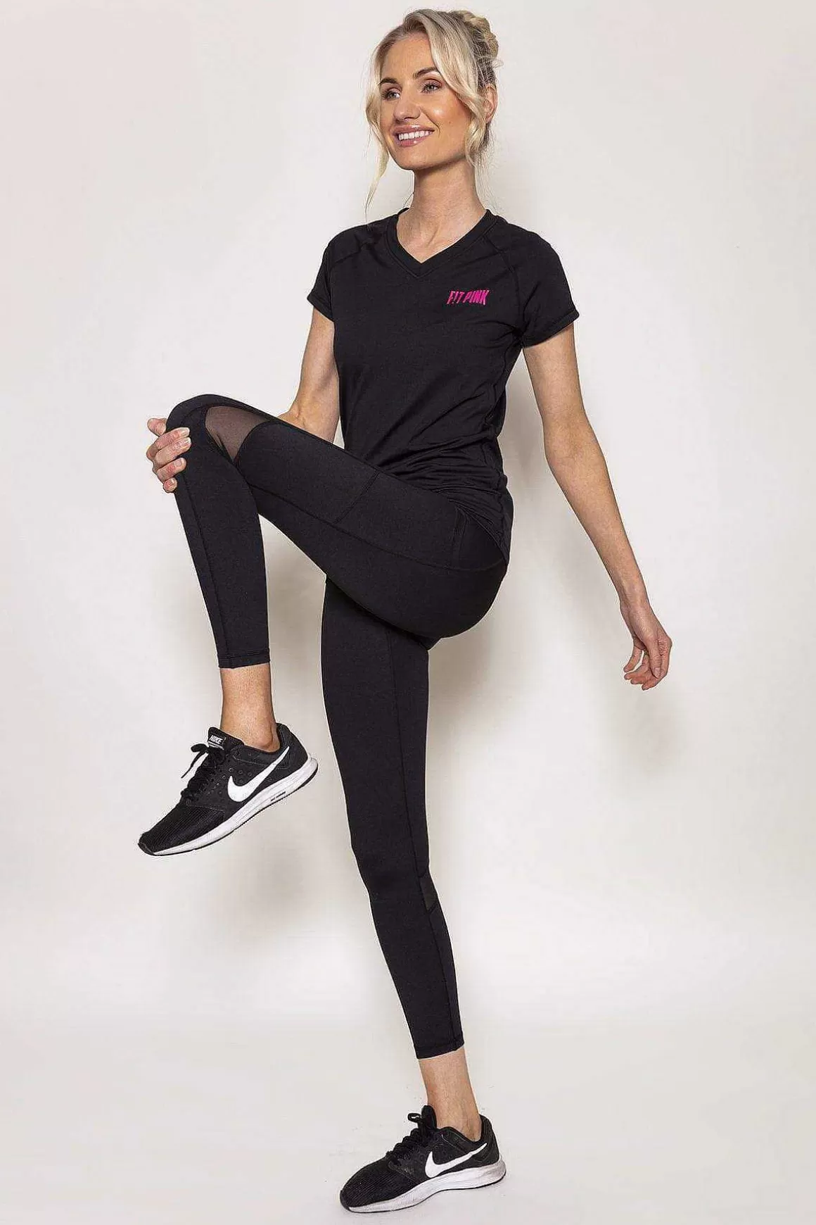 Fit Pink Sports Leggings With Deep Side Pockets In Black Best