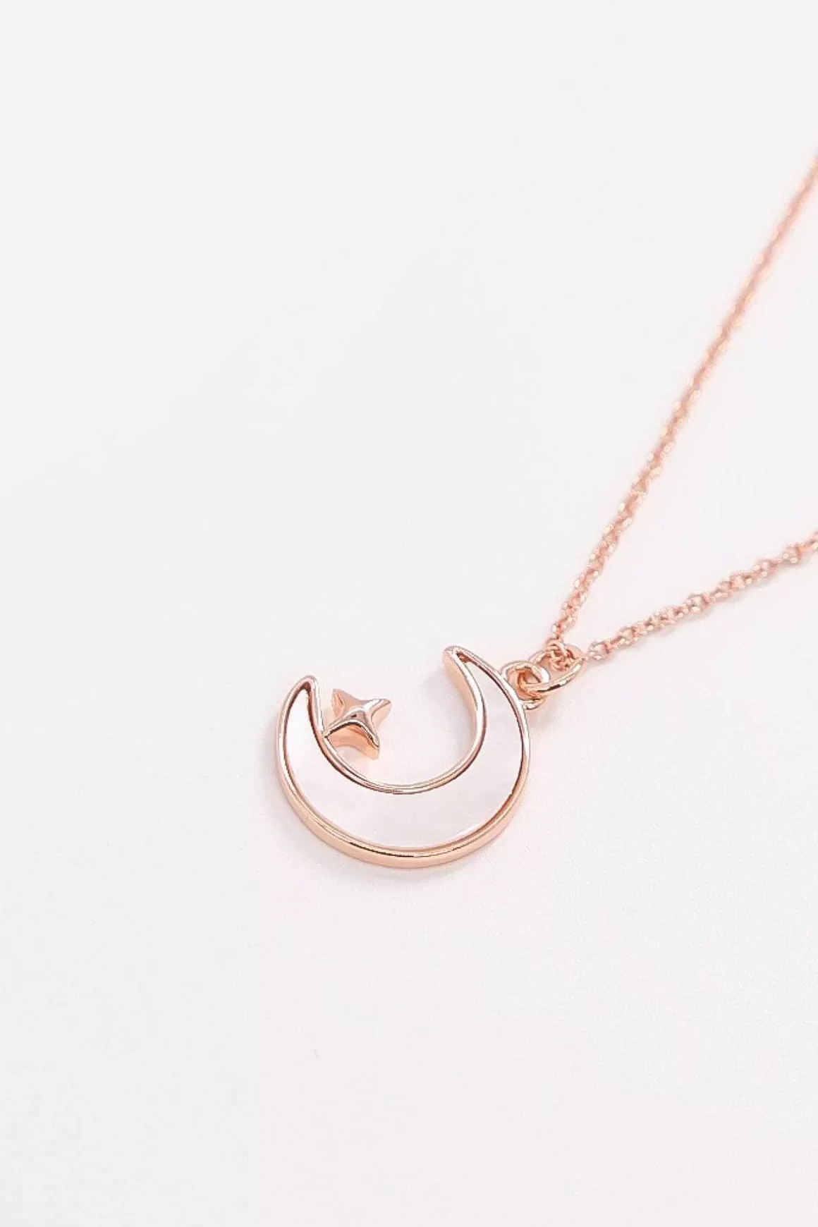 Cherish Star And Moon Necklace In Rose Gold Hot