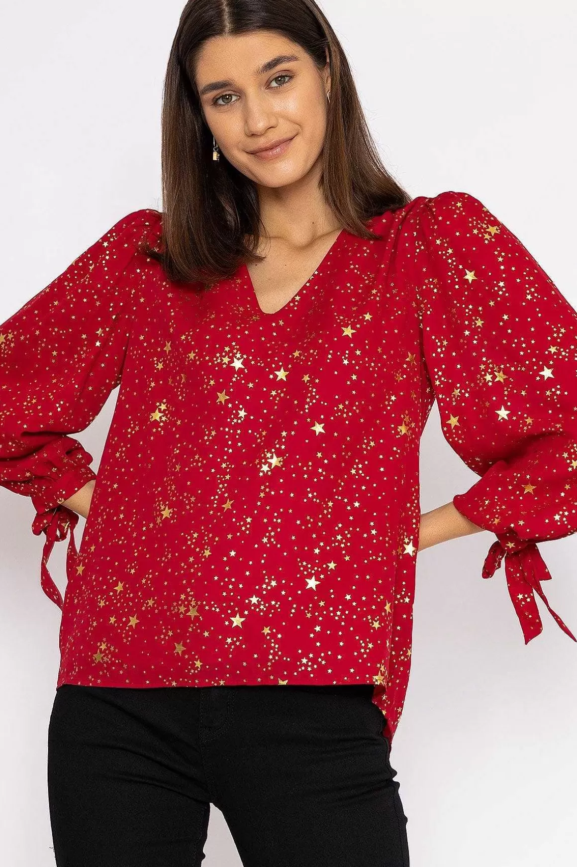 Rowen Avenue Star Print Blouse In Red Online