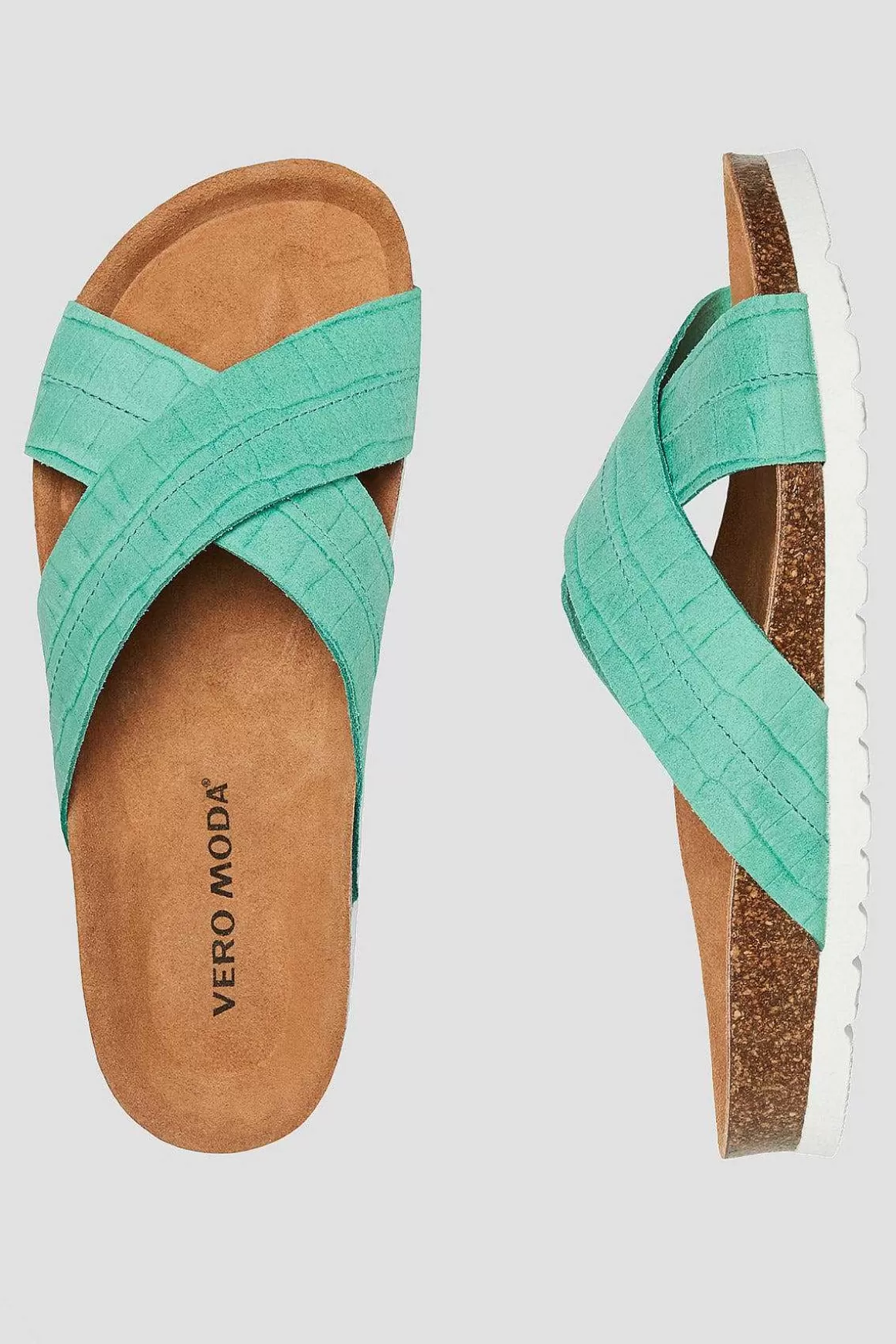 Vero Moda Stina Leather Sandals In Green Best Sale