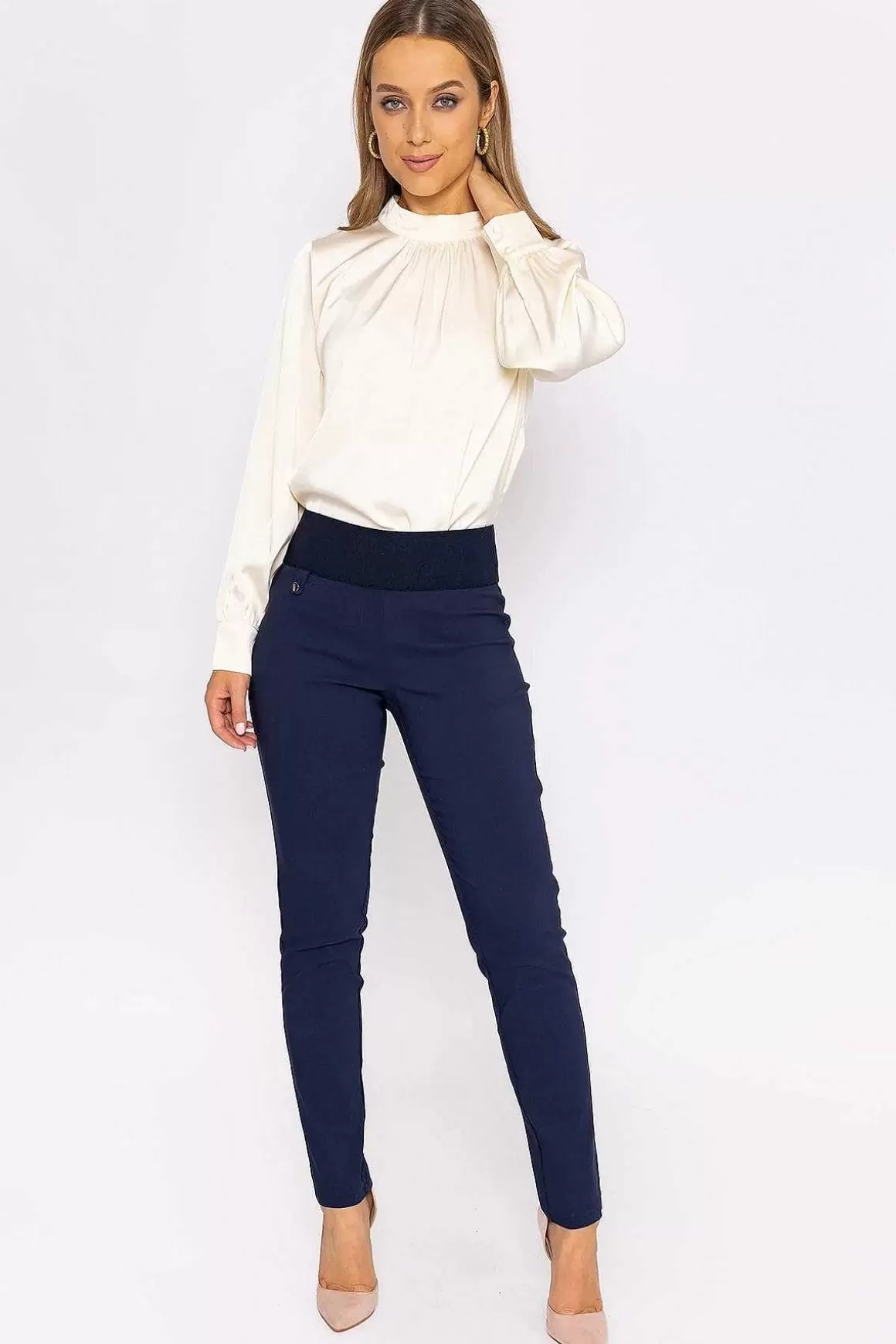 Kelly & Grace Weekend Straight Leg Bengaline Pant In Navy Clearance