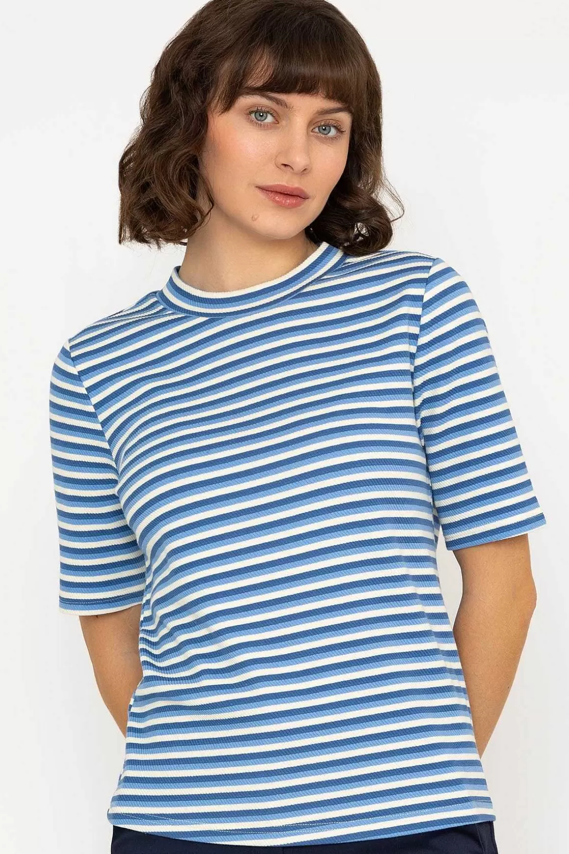 Kelly & Grace Weekend Stripe Jersey Top In Blue Online