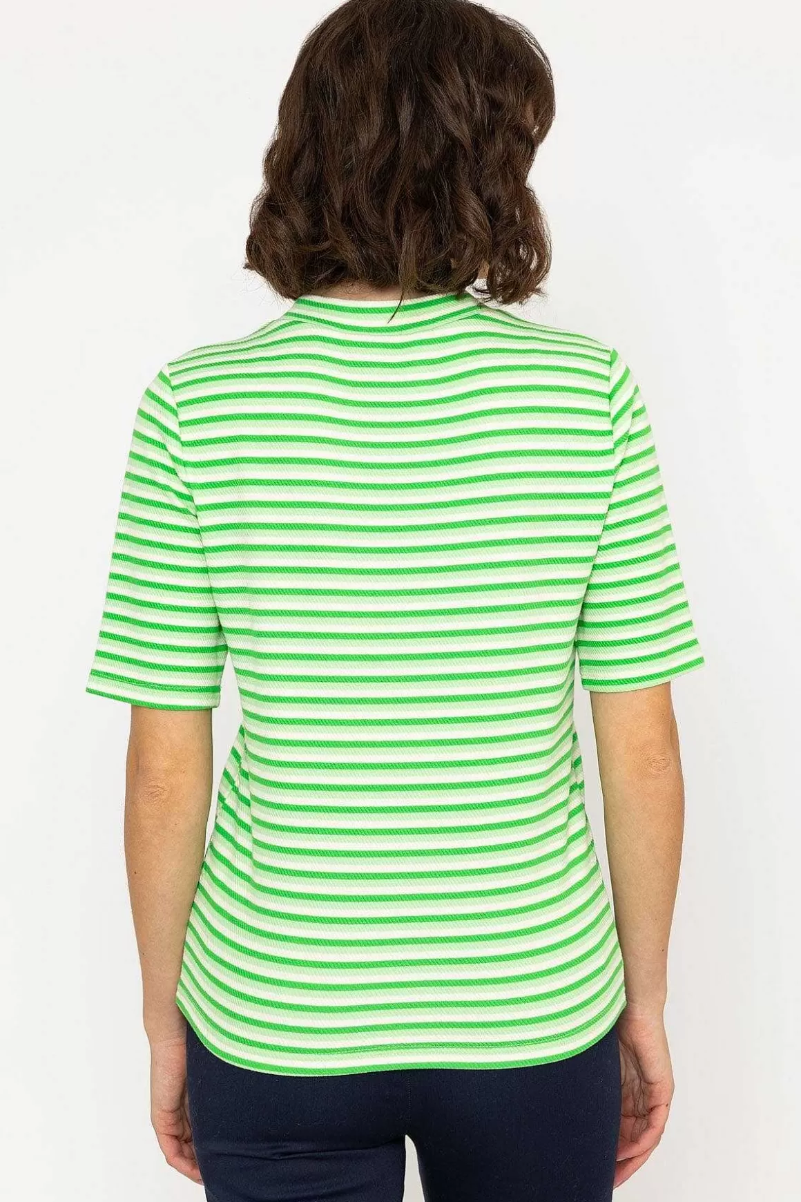 Kelly & Grace Weekend Stripe Jersey Top In Green Clearance