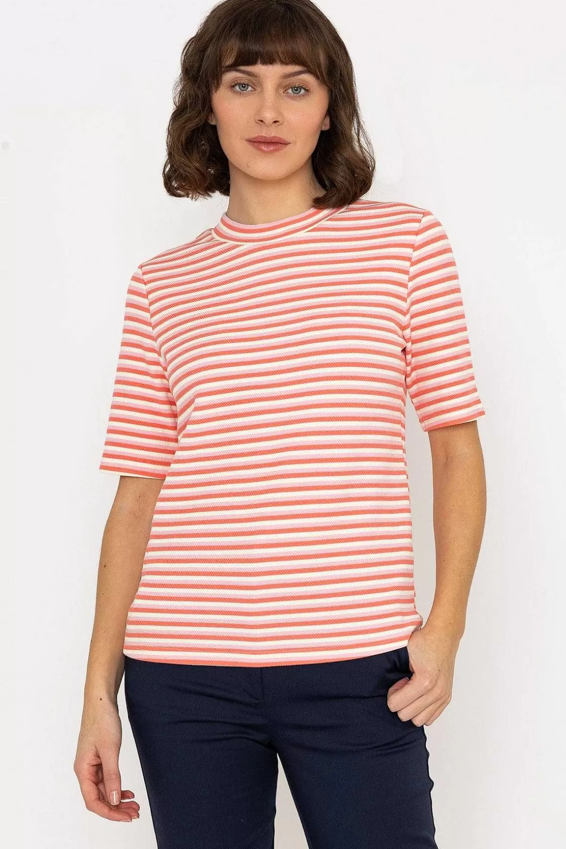 Kelly & Grace Weekend Stripe Jersey Top In Pink Online