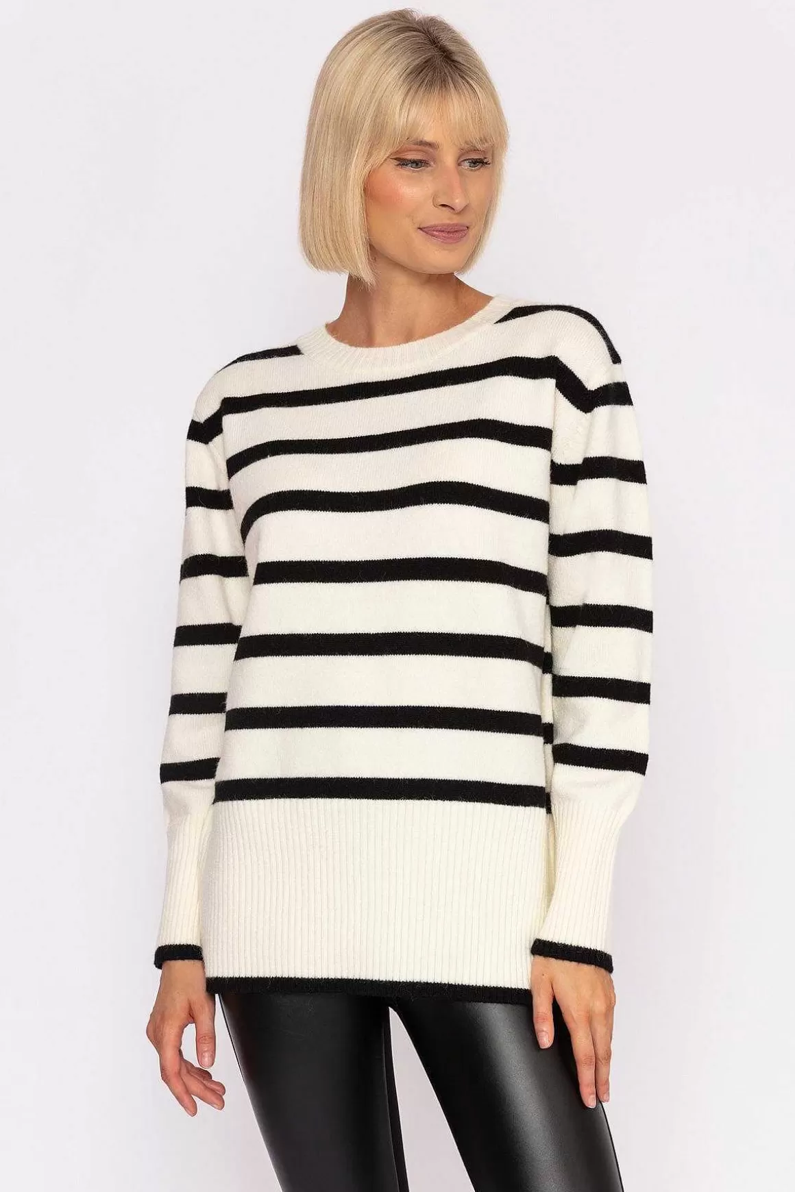 J'aime la Vie Stripe Knit Sweater In Ecru Best Sale