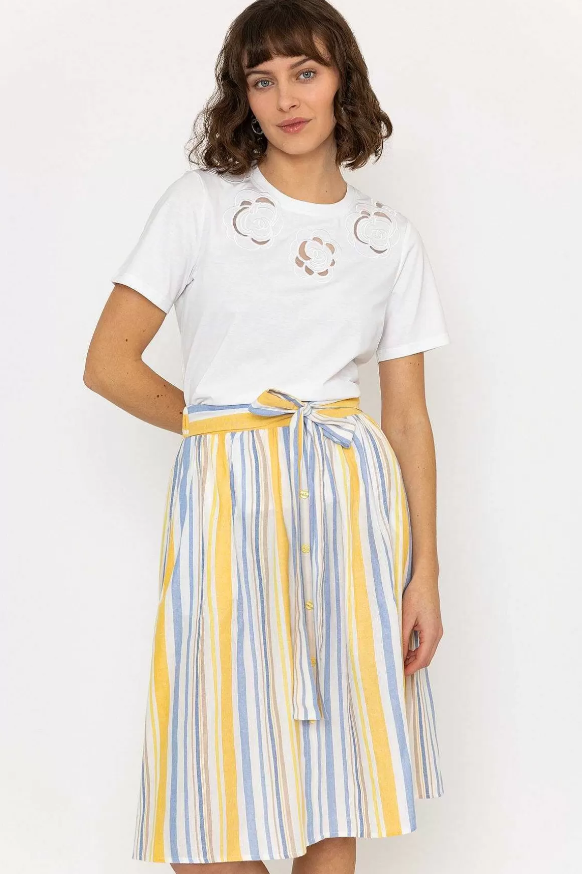 Rowen Avenue Stripe Midi Skirt Discount