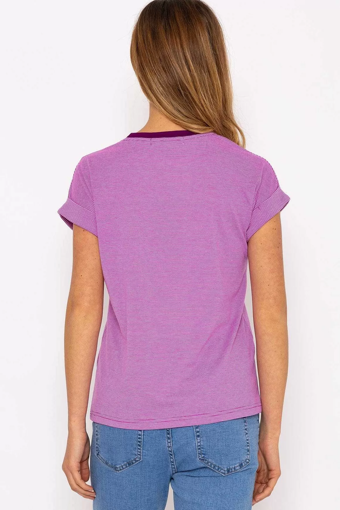 Kelly & Grace Weekend Stripe Tee In Purple Best Sale