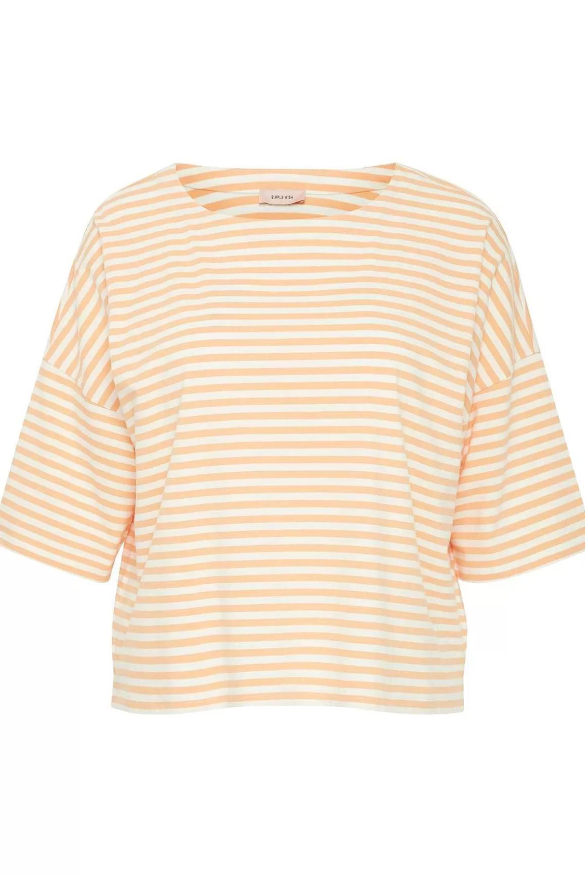 Simple Wish Striped Cotton T-Shirt In Orange Hot