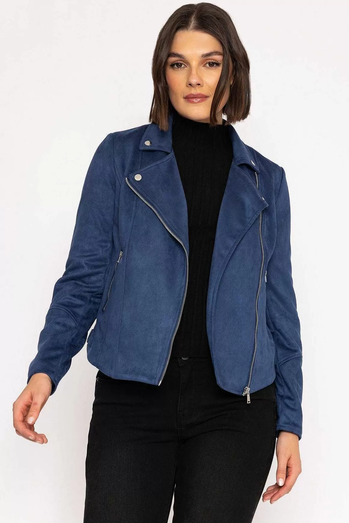 Rowen Avenue Suede Biker Jacket In Petrol Online