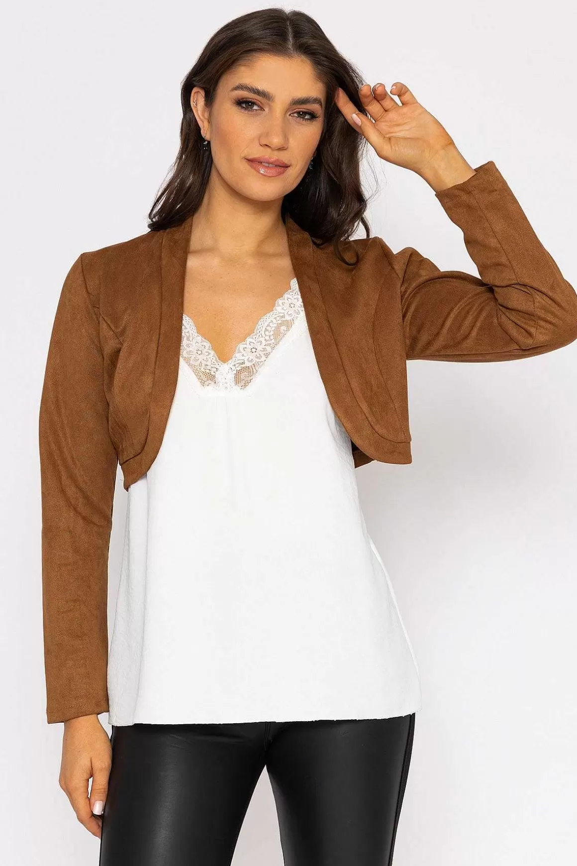 Pala D'oro Suede Bolero In Camel Fashion