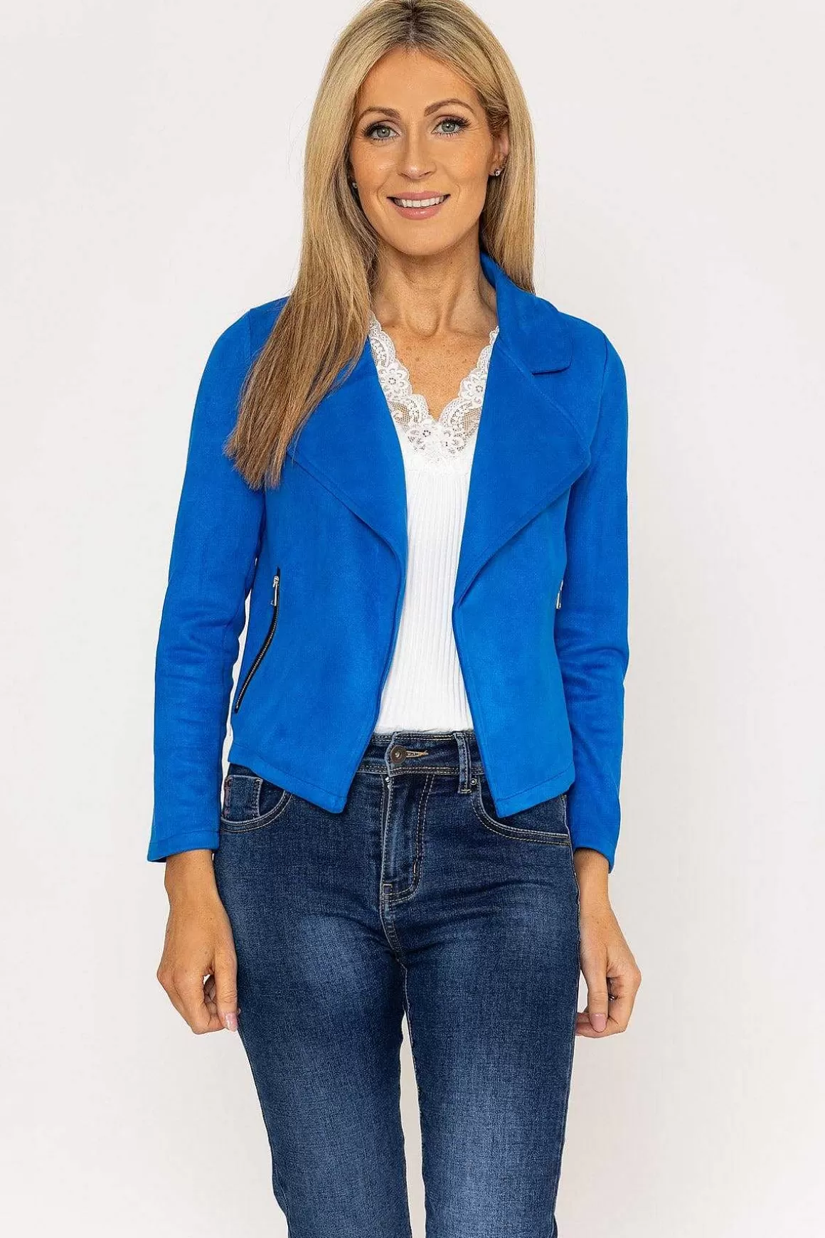 Pala D'oro Suede Cover Up Jacket In Blue Cheap