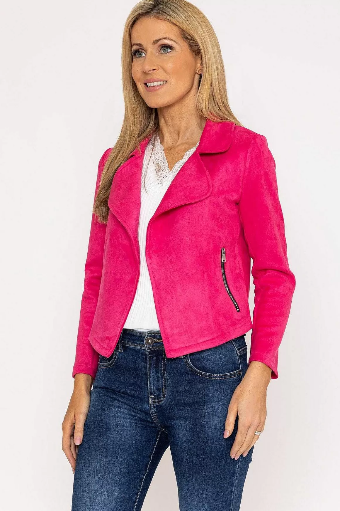 Pala D'oro Suede Cover Up Jacket In Pink Online