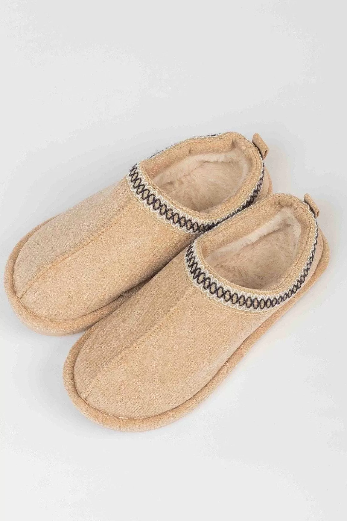 Pala D'oro Accessories Suedette Mule Slippers In Beige Discount