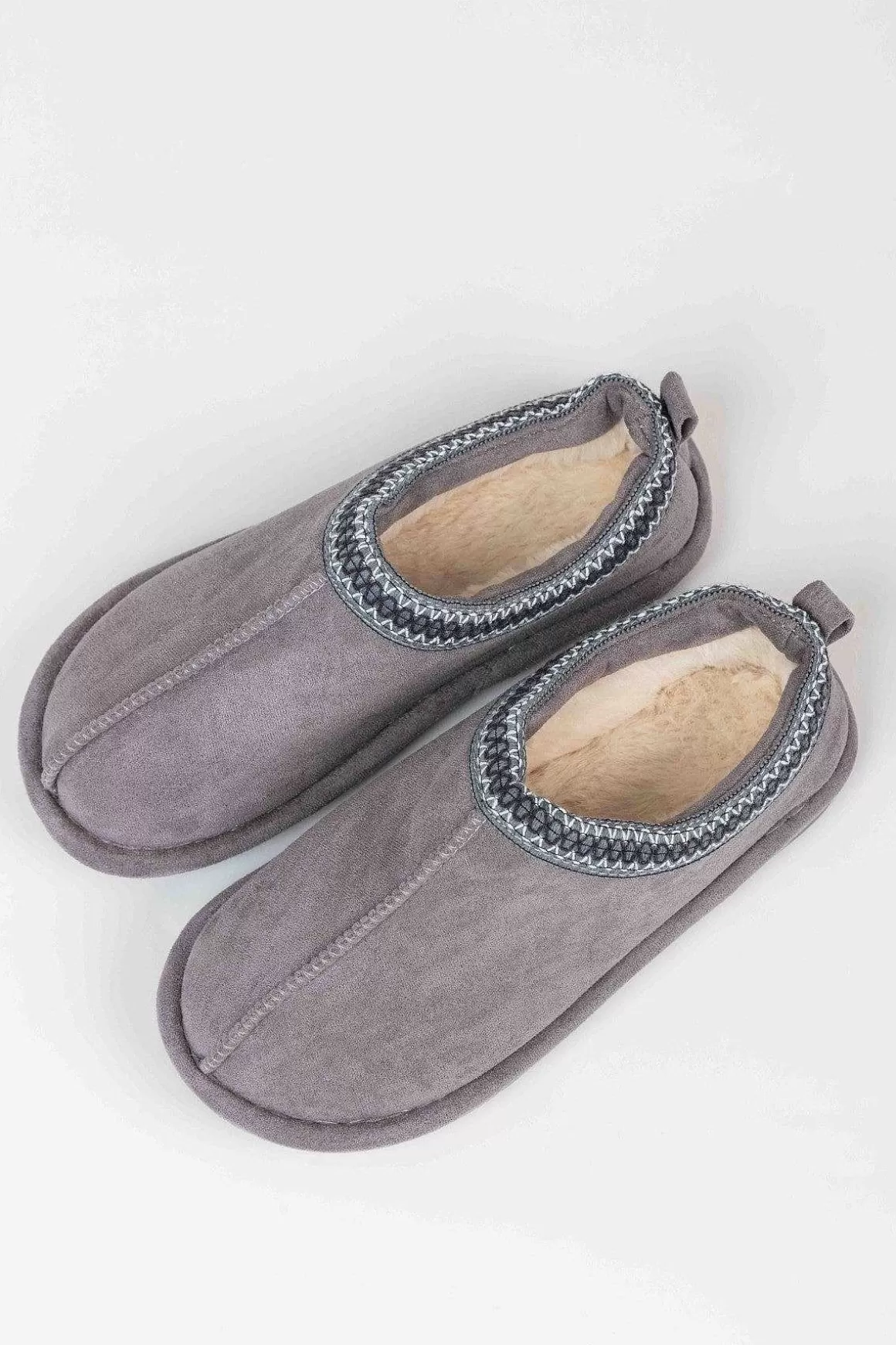 Pala D'oro Accessories Suedette Mule Slippers In Grey Shop