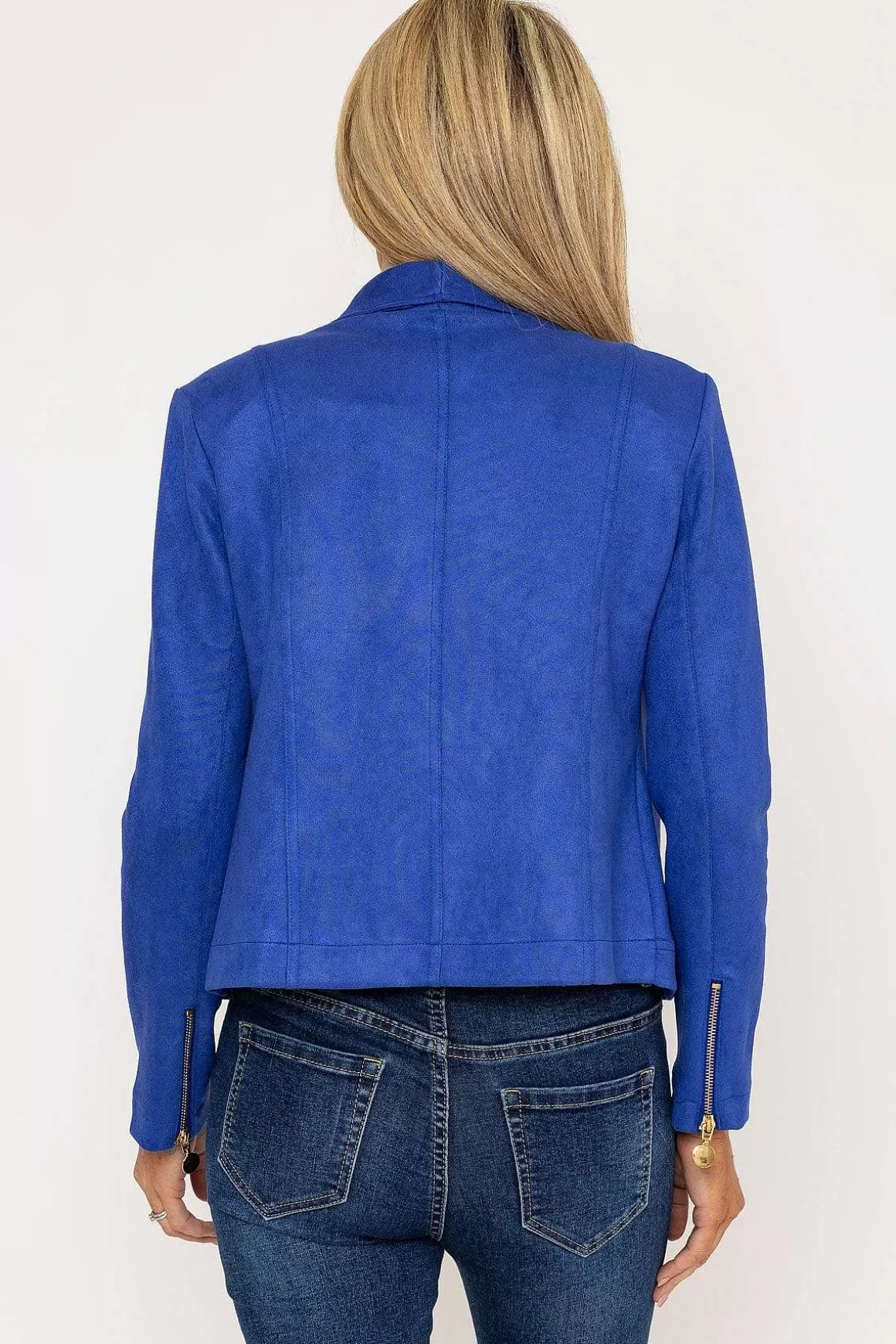 J'aime la Vie Suedette Zip Jacket In Blue Hot