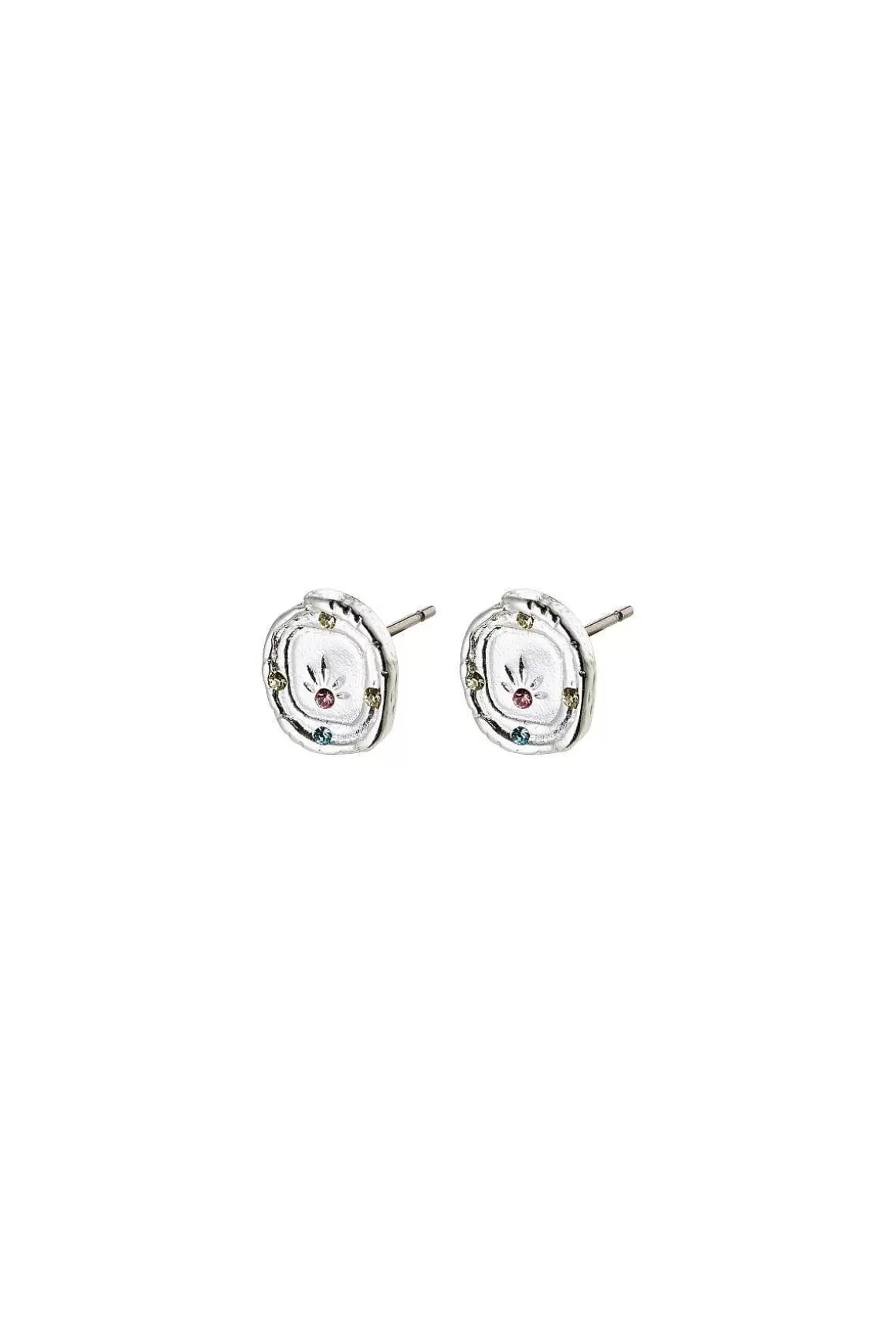 Pilgrim Sun Motif Earrings In Silver Clearance