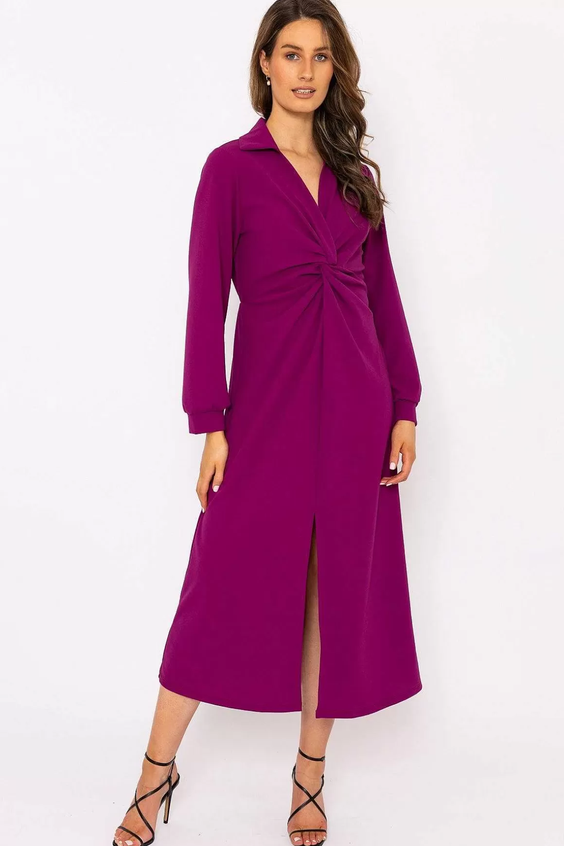 Pala D'oro Susannah Midi Dress In Magenta Outlet