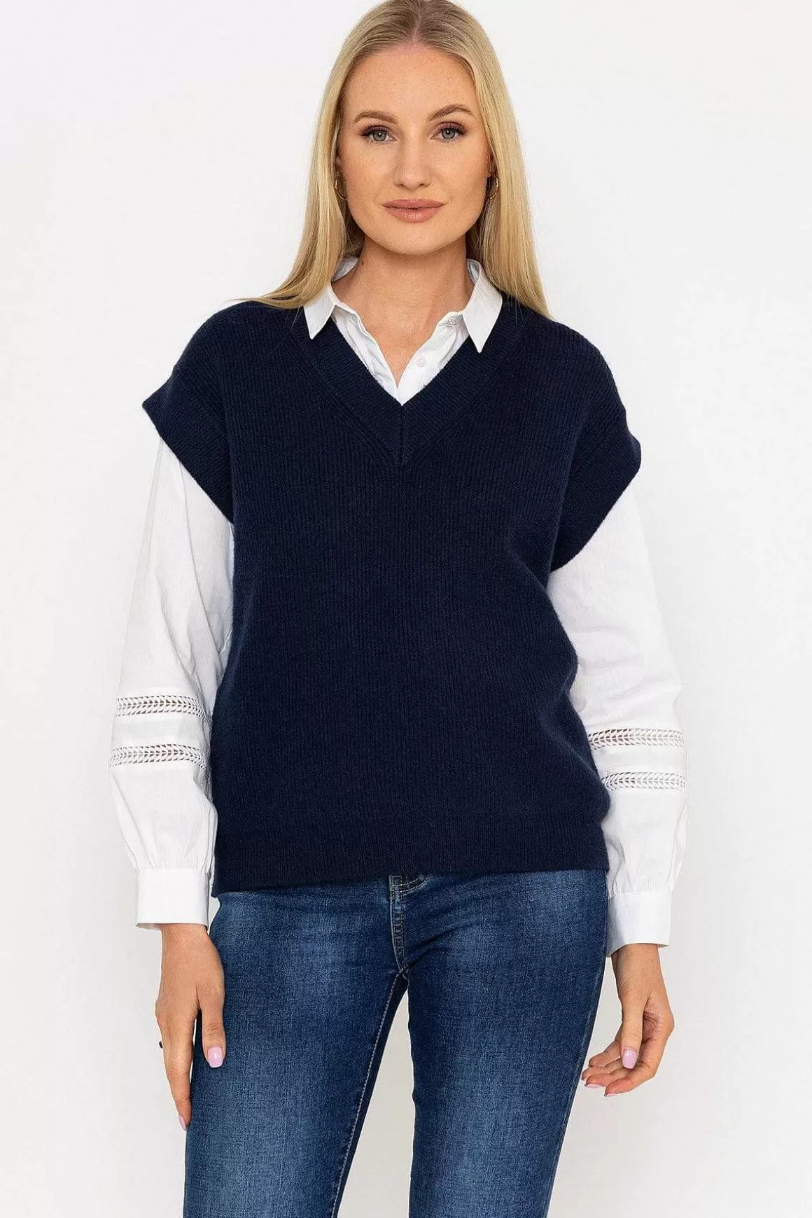 J'aime la Vie Sweater Vest In Navy Shop