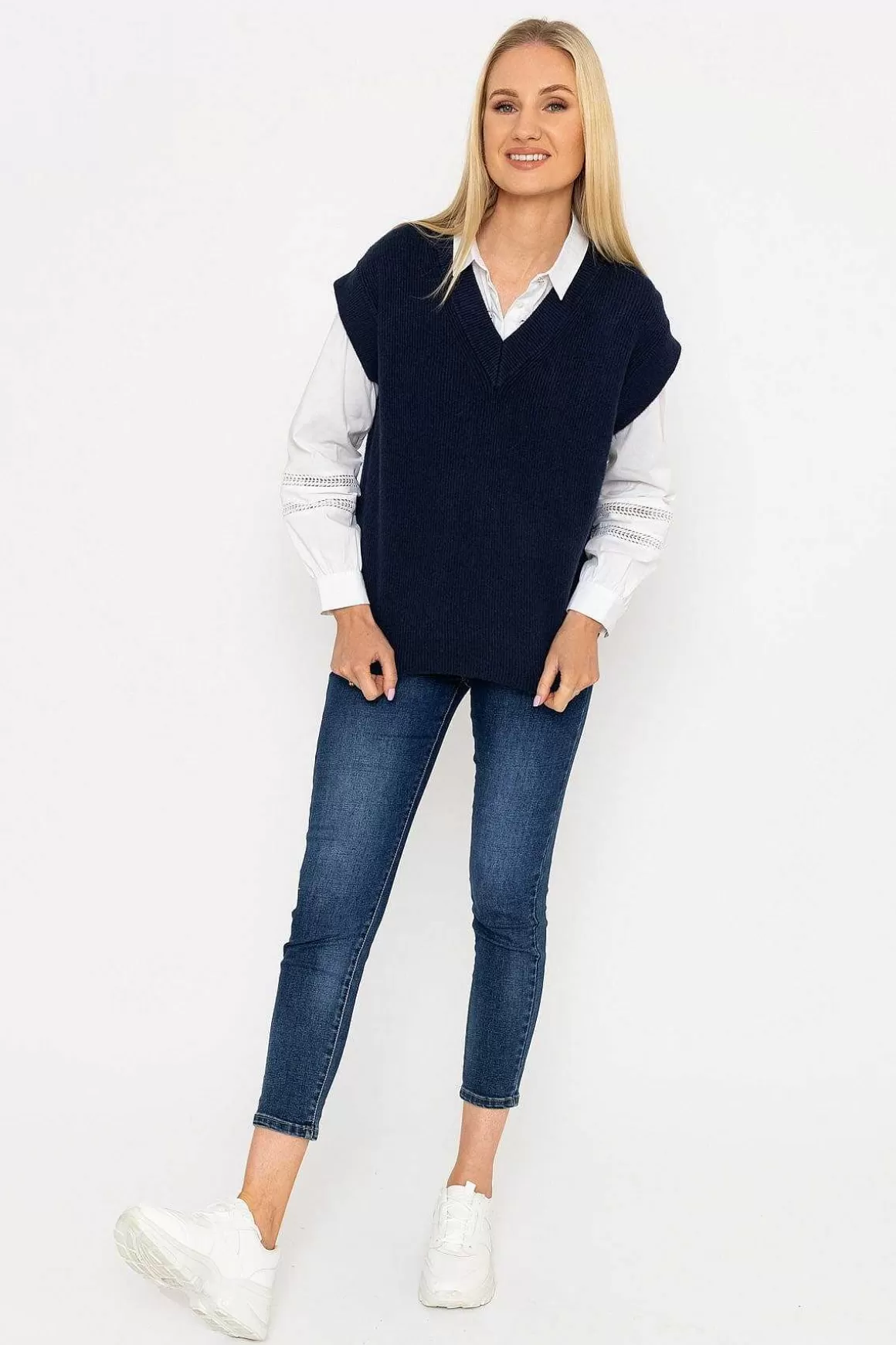 J'aime la Vie Sweater Vest In Navy Shop