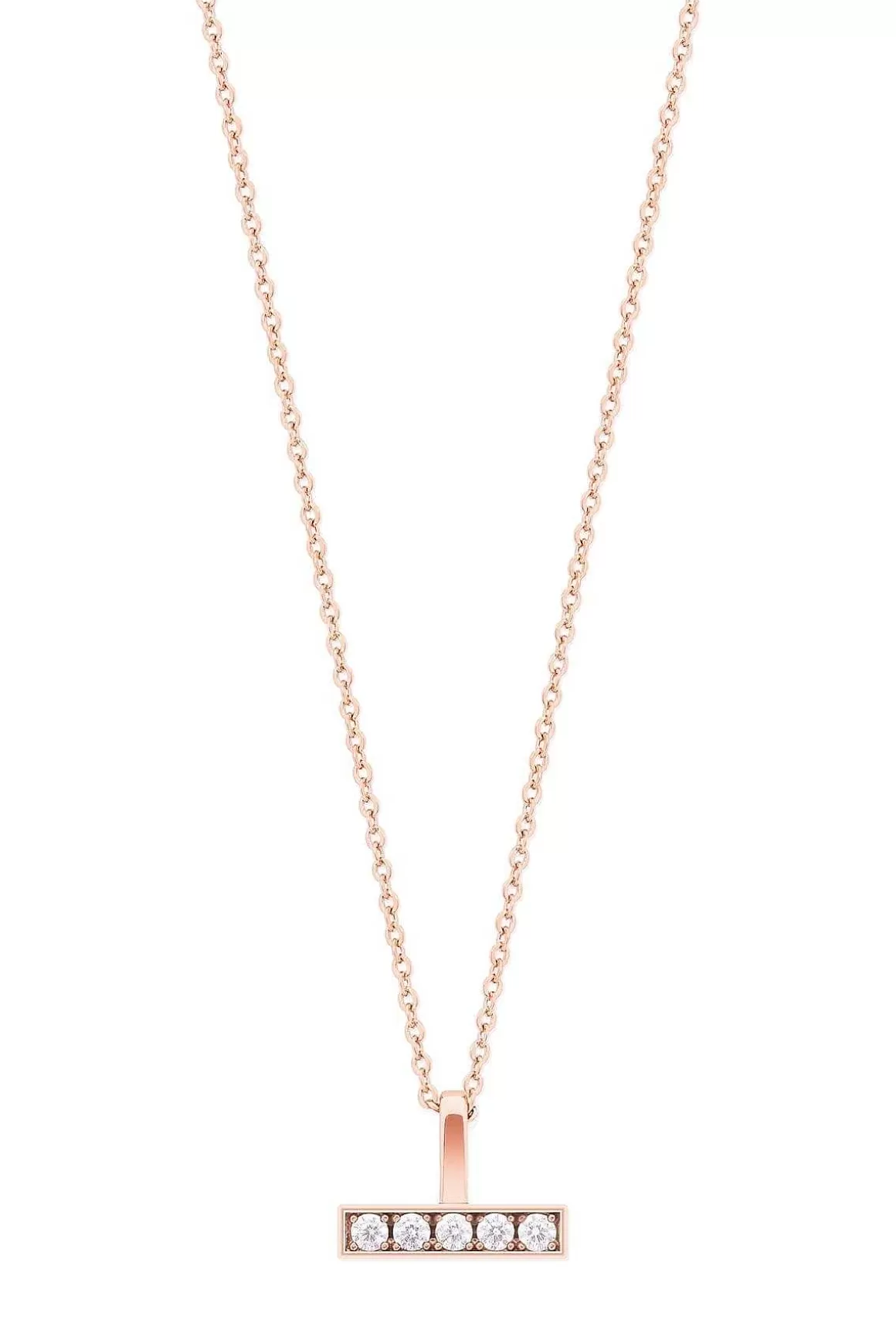 Tipperary Crystal Jewellery T-Bar Cz Set Bar Pendant In Rose Gold Best Sale