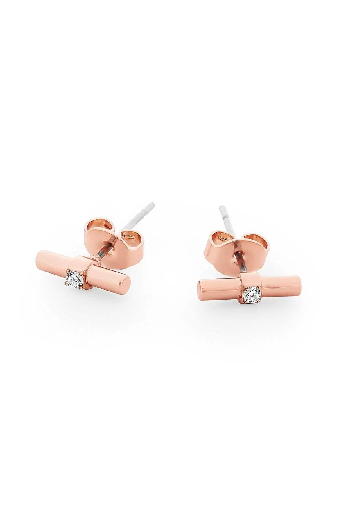 Tipperary Crystal Jewellery T-Bar Earrings In Rose Gold New