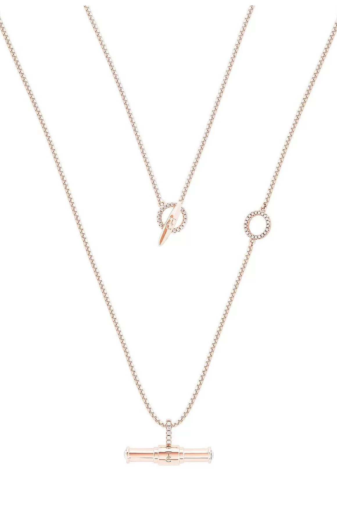 Tipperary Crystal Jewellery T-Bar Toggle Pendant In Rose Gold Outlet