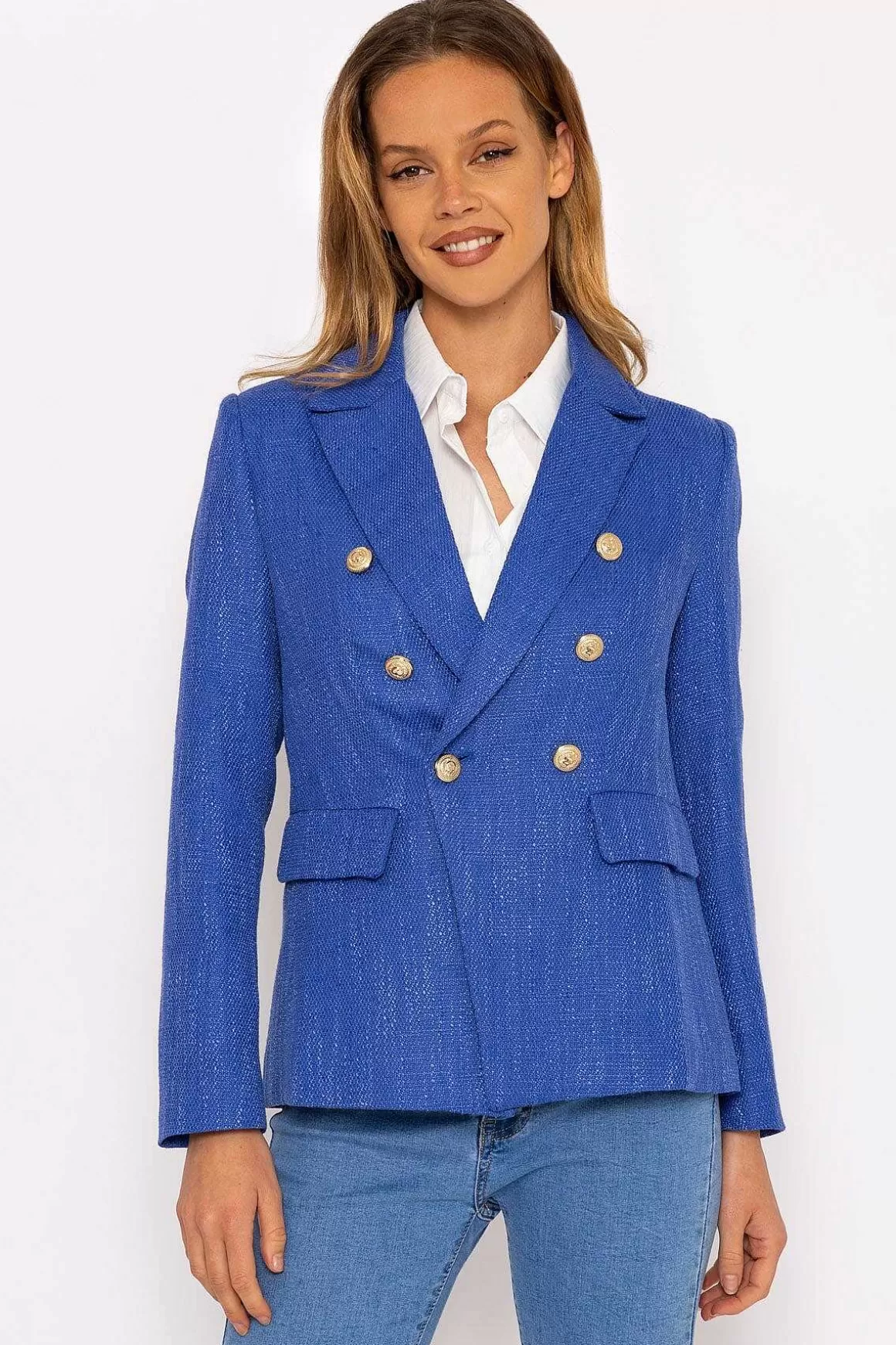 Rowen Avenue Textured Blazer In Dark Blue Clearance