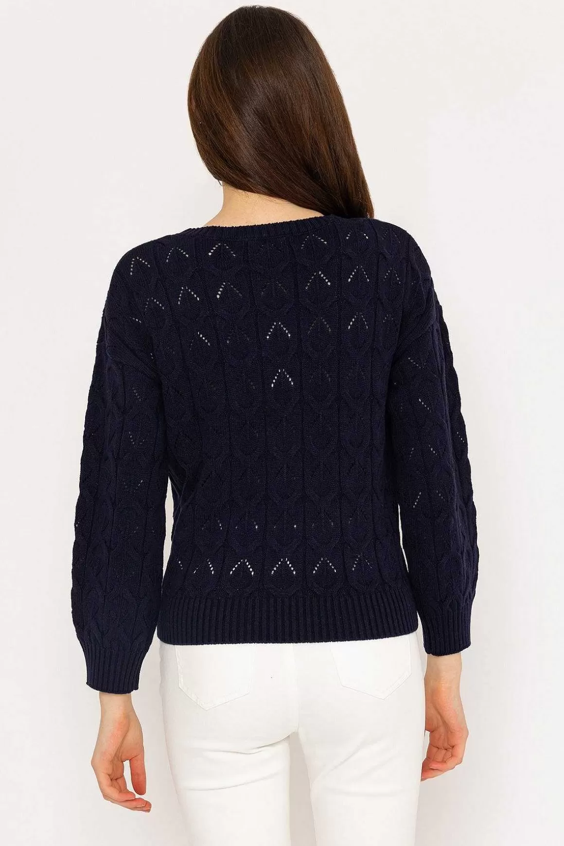 Kelly & Grace Weekend Textured Crew Neck In Navy New