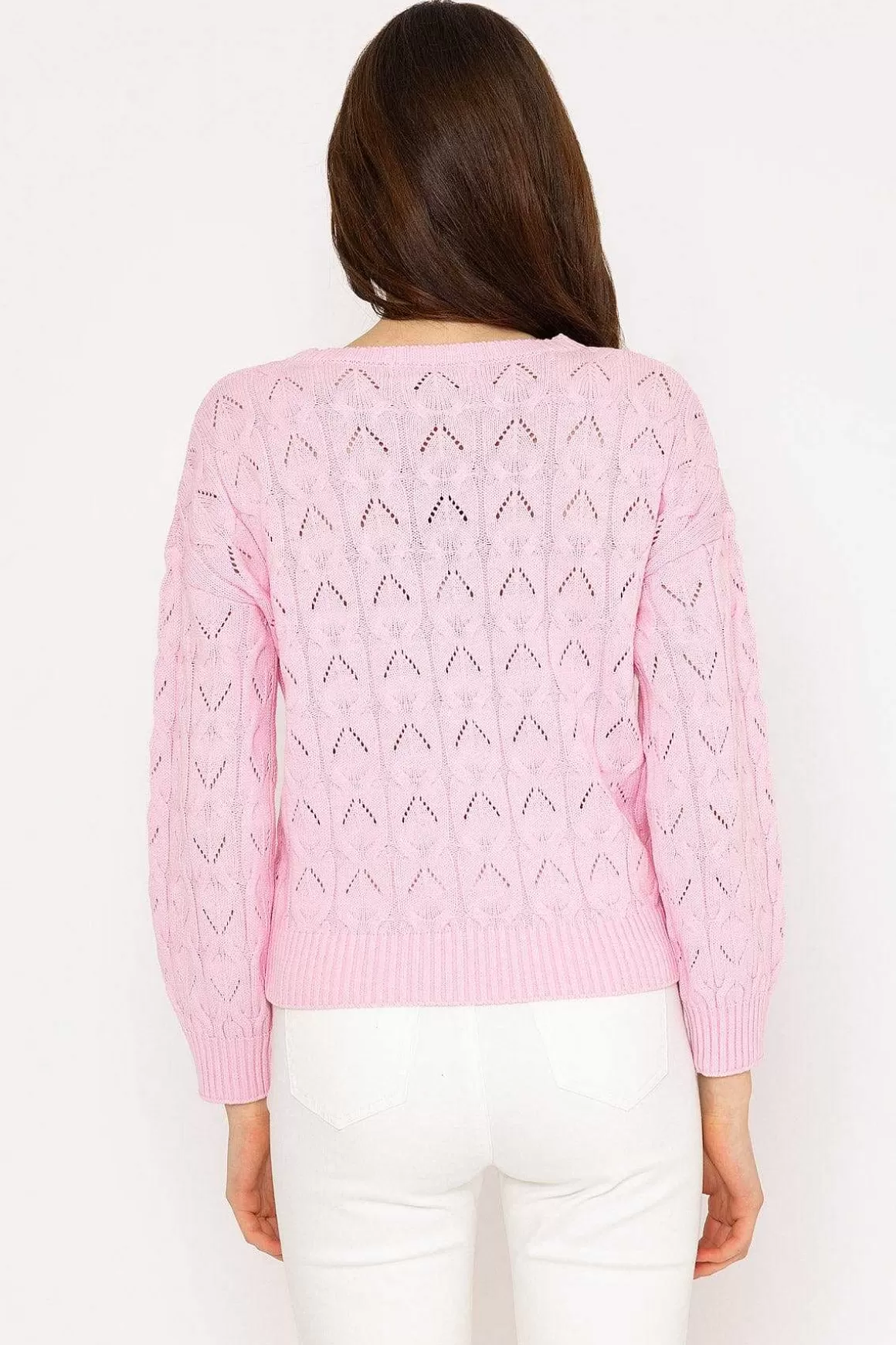 Kelly & Grace Weekend Textured Crew Neck In Pink New