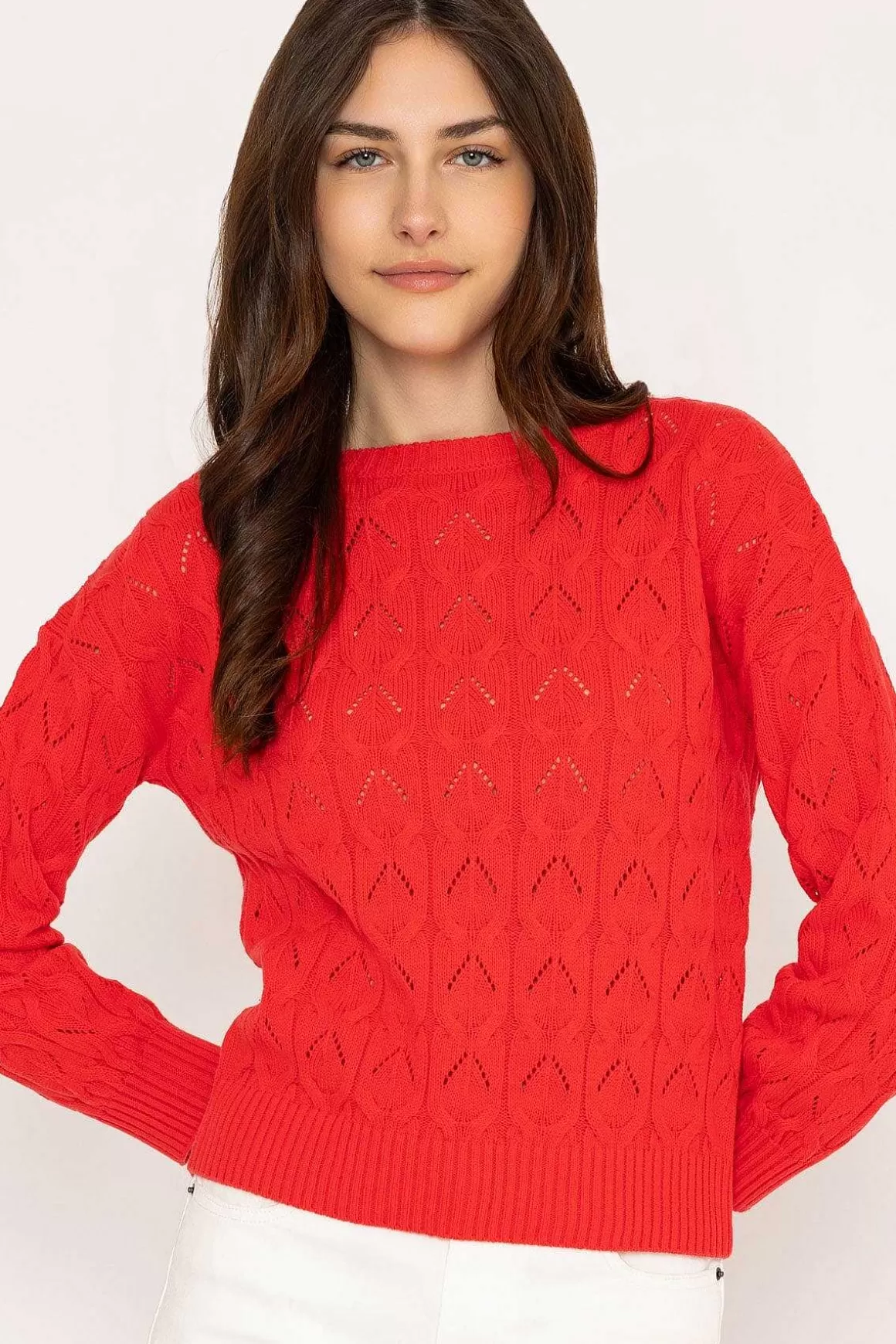 Kelly & Grace Weekend Textured Crew Neck In Red Online