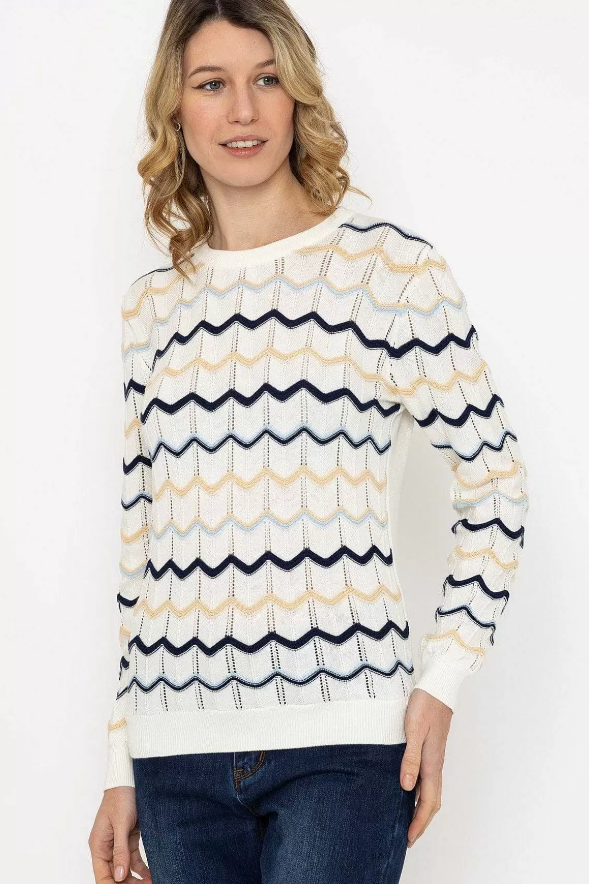 Rowen Avenue Textured Crew Neck Knit In Ecru Flash Sale