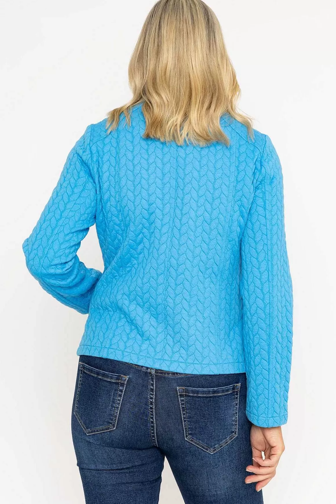 Voulez Vous Textured Jersey Zip Jacket In Blue Sale