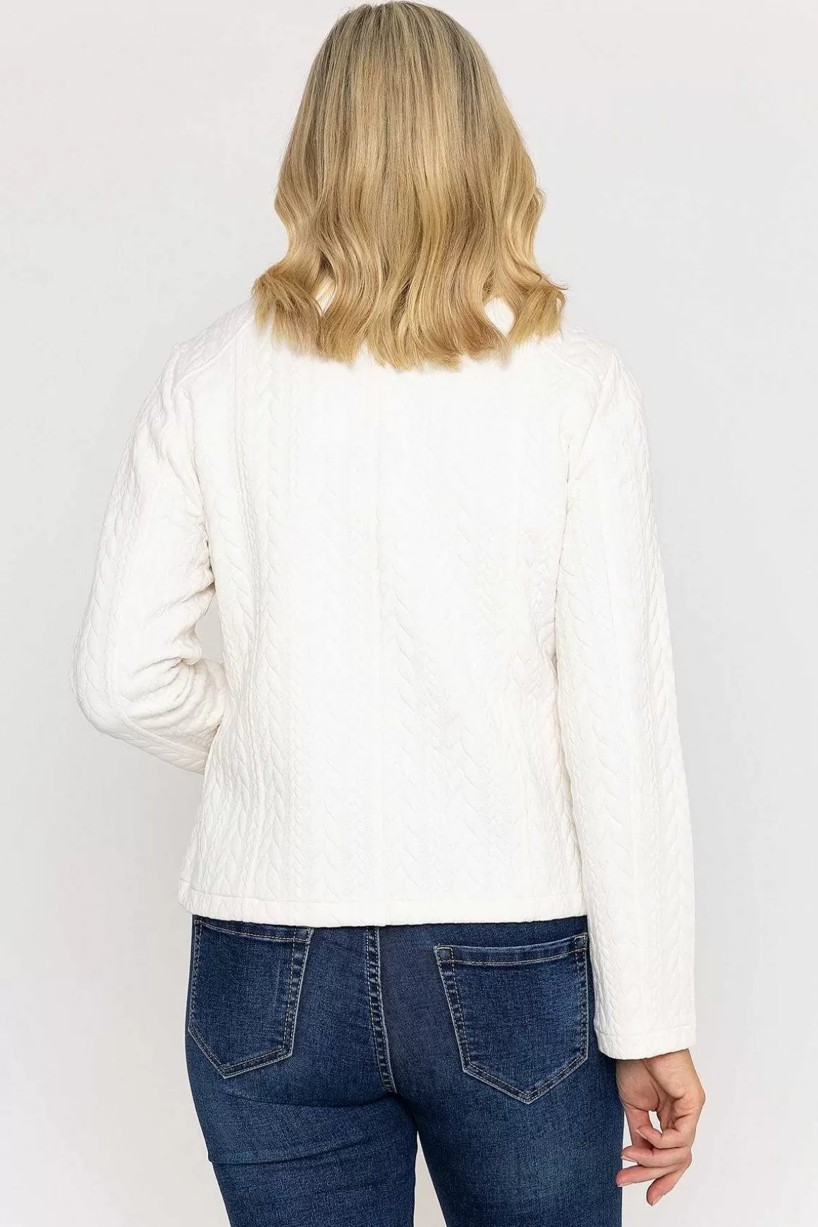 Voulez Vous Textured Jersey Zip Jacket In Ecru Online