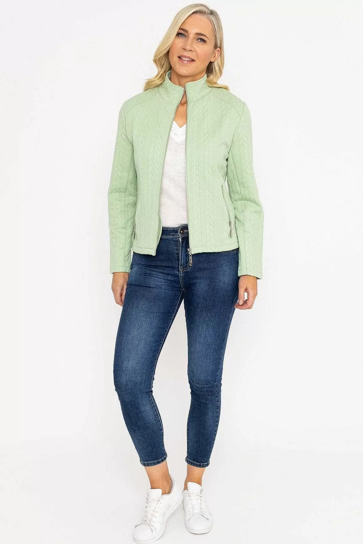 Voulez Vous Textured Jersey Zip Jacket In Green Shop