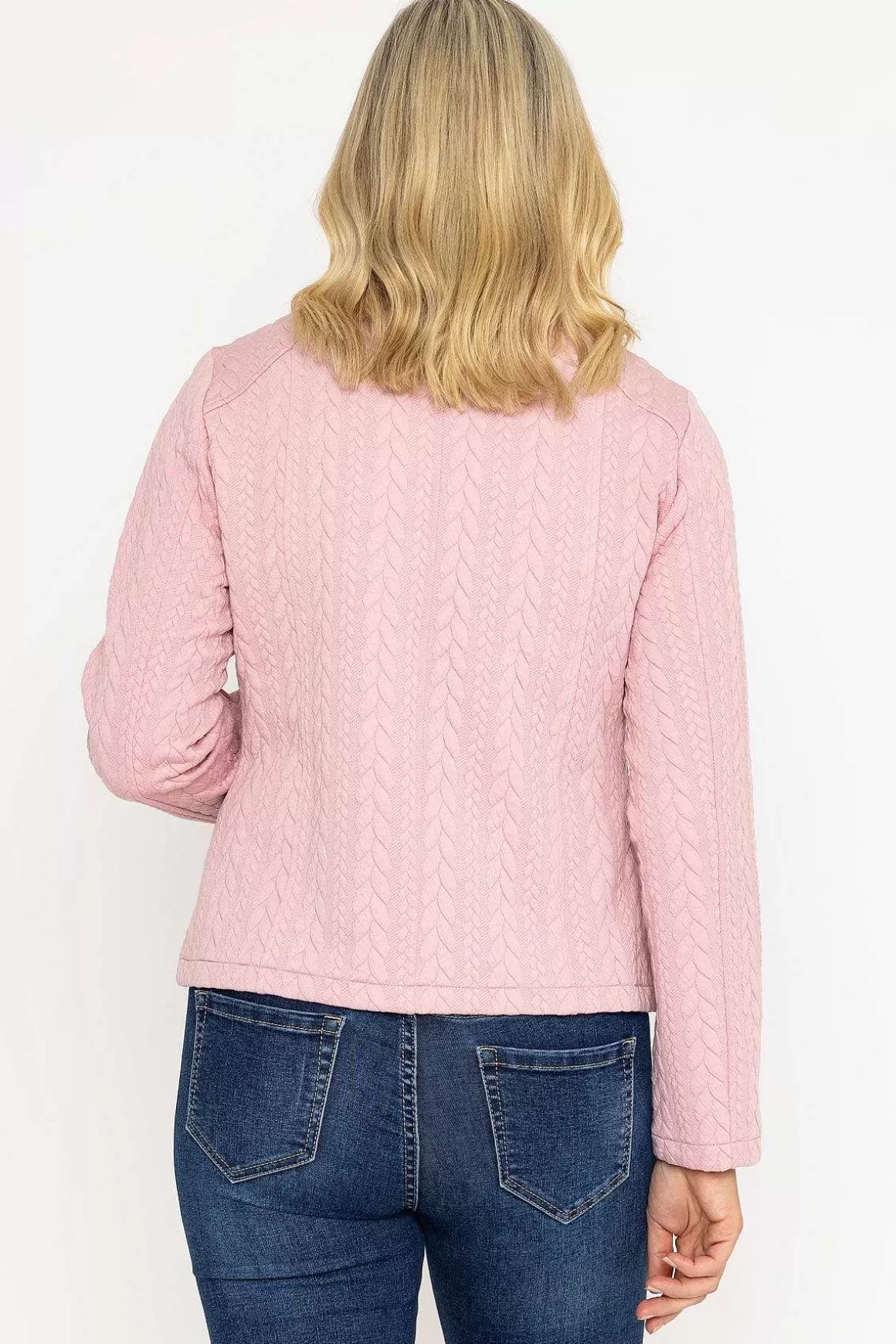 Voulez Vous Textured Jersey Zip Jacket In Pink Fashion