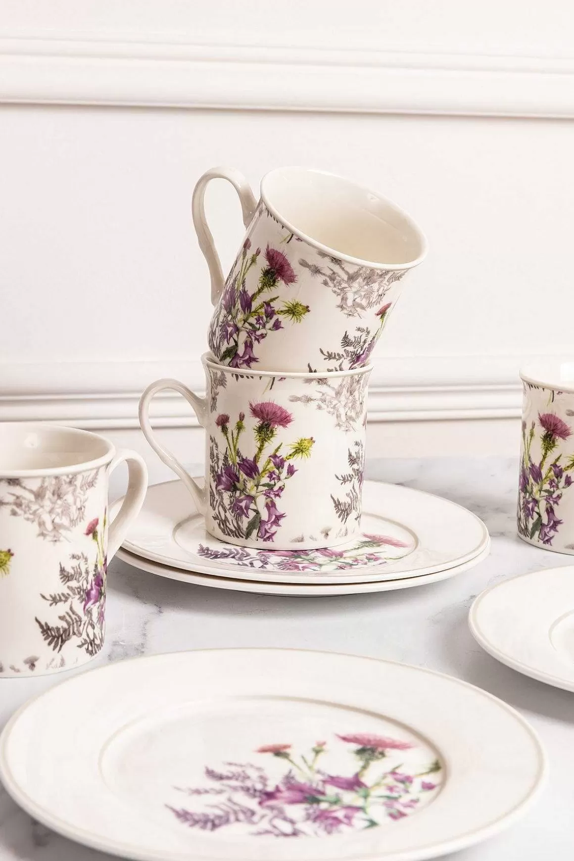 Newgrange Living Thistle White Bone China Set Of 4 Mugs Store