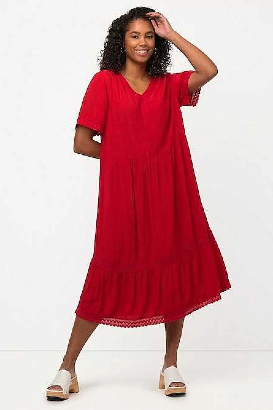 Ulla Popken Tunic Midi Dress In Red Best Sale