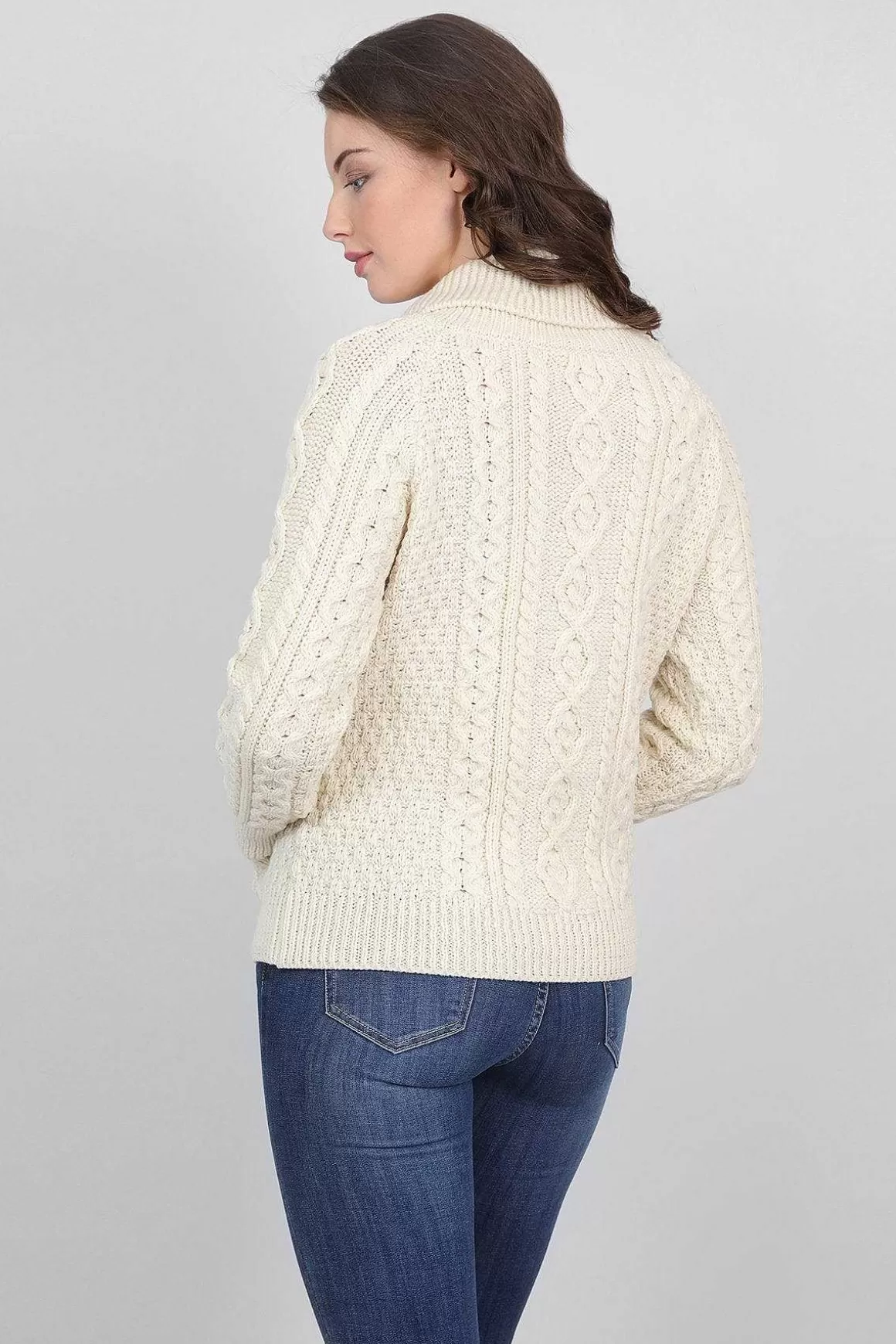 Aran Woollen Mills Turtle Neck Sweater In Cream Hot